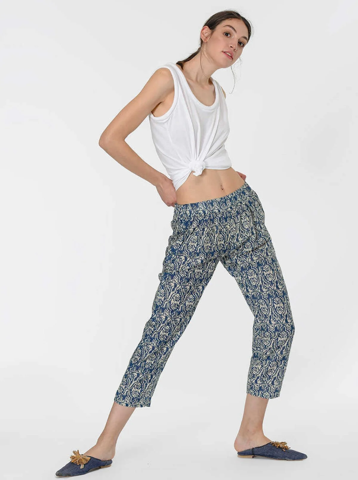 Kısa Paça Desenli Pantolon Standart Renk - 3