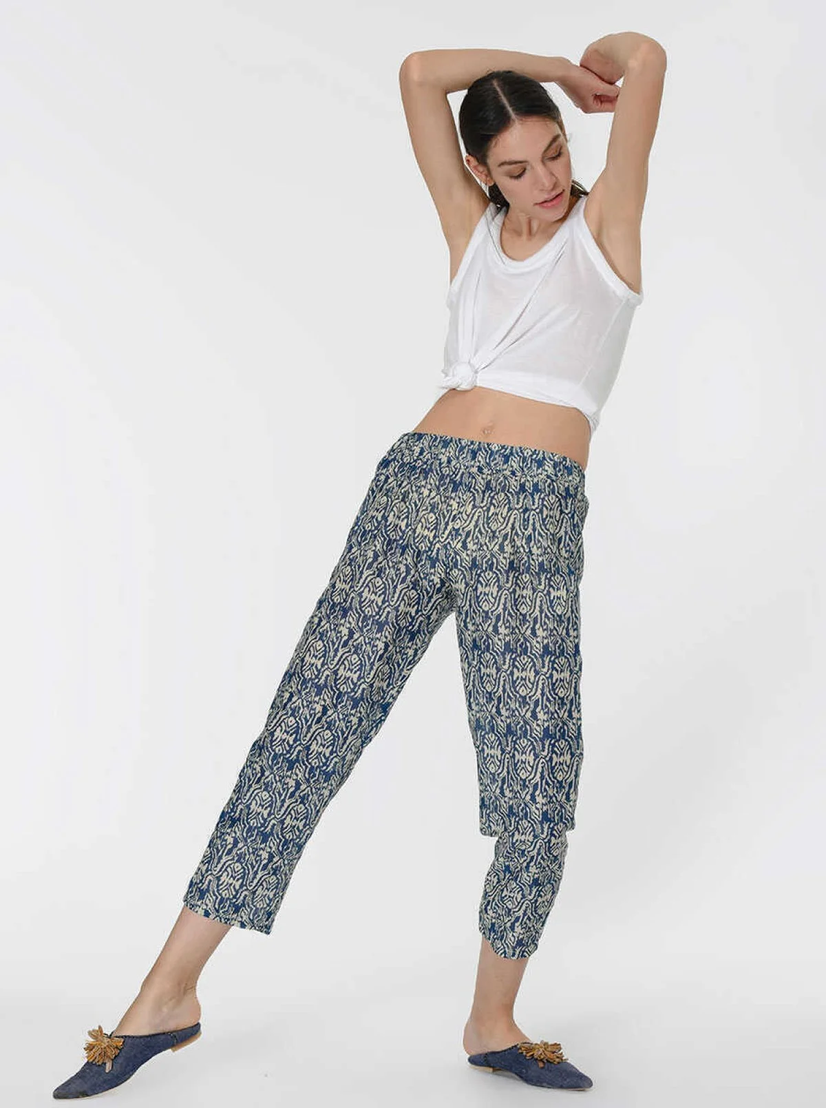 Kısa Paça Desenli Pantolon Standart Renk - 4