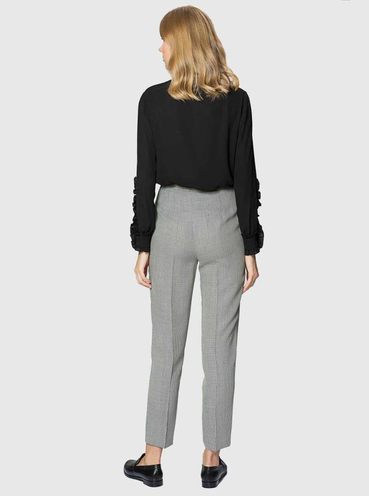  Kısa Paça Kadın Pantolon Siyah-Beyaz - 2