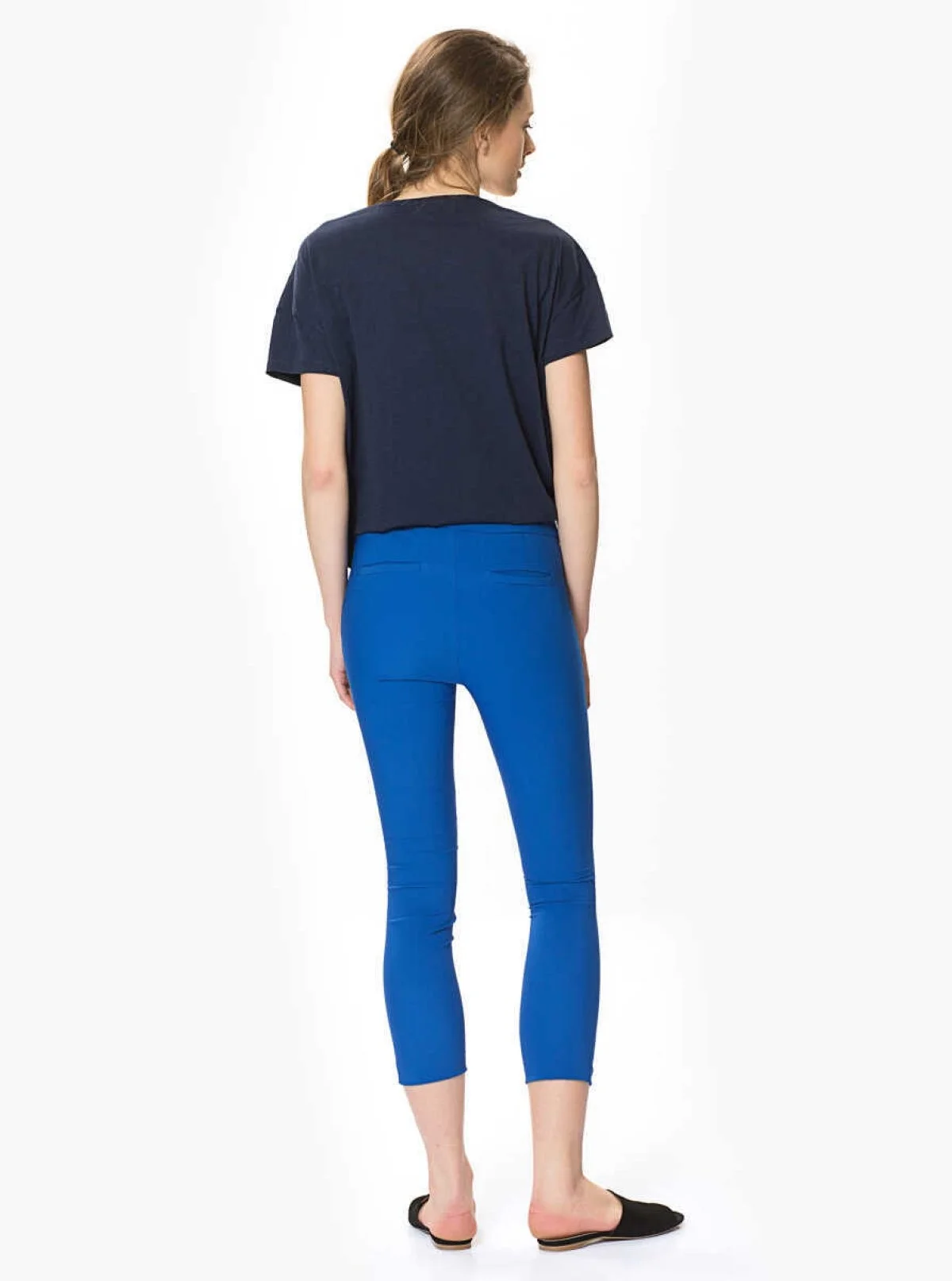 Kısa Paça Skinny Pantolon Saks - 2
