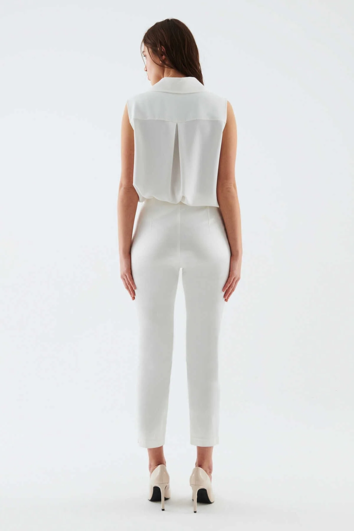 Kısa Paçalı Kadın Pantolon Beyaz - 2