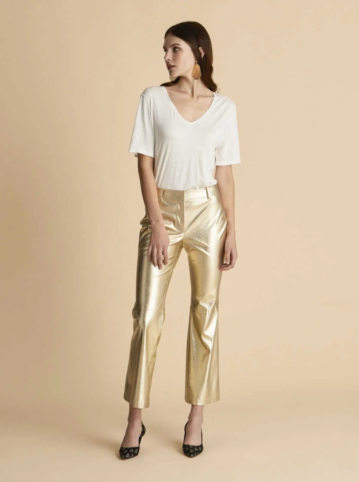  Kısa Paçalı Kadın Pantolon Gold - 1