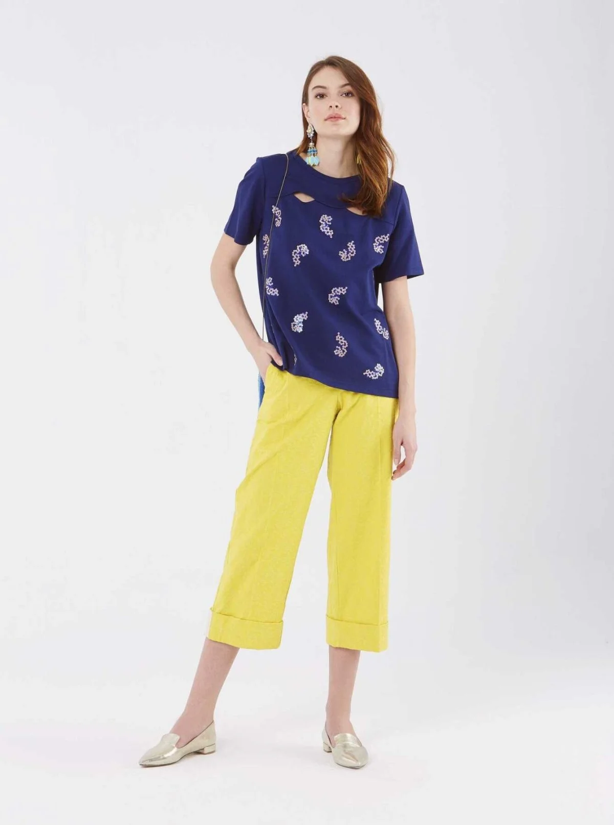 Kısa Paçalı Kadın Pantolon Sarı - 3