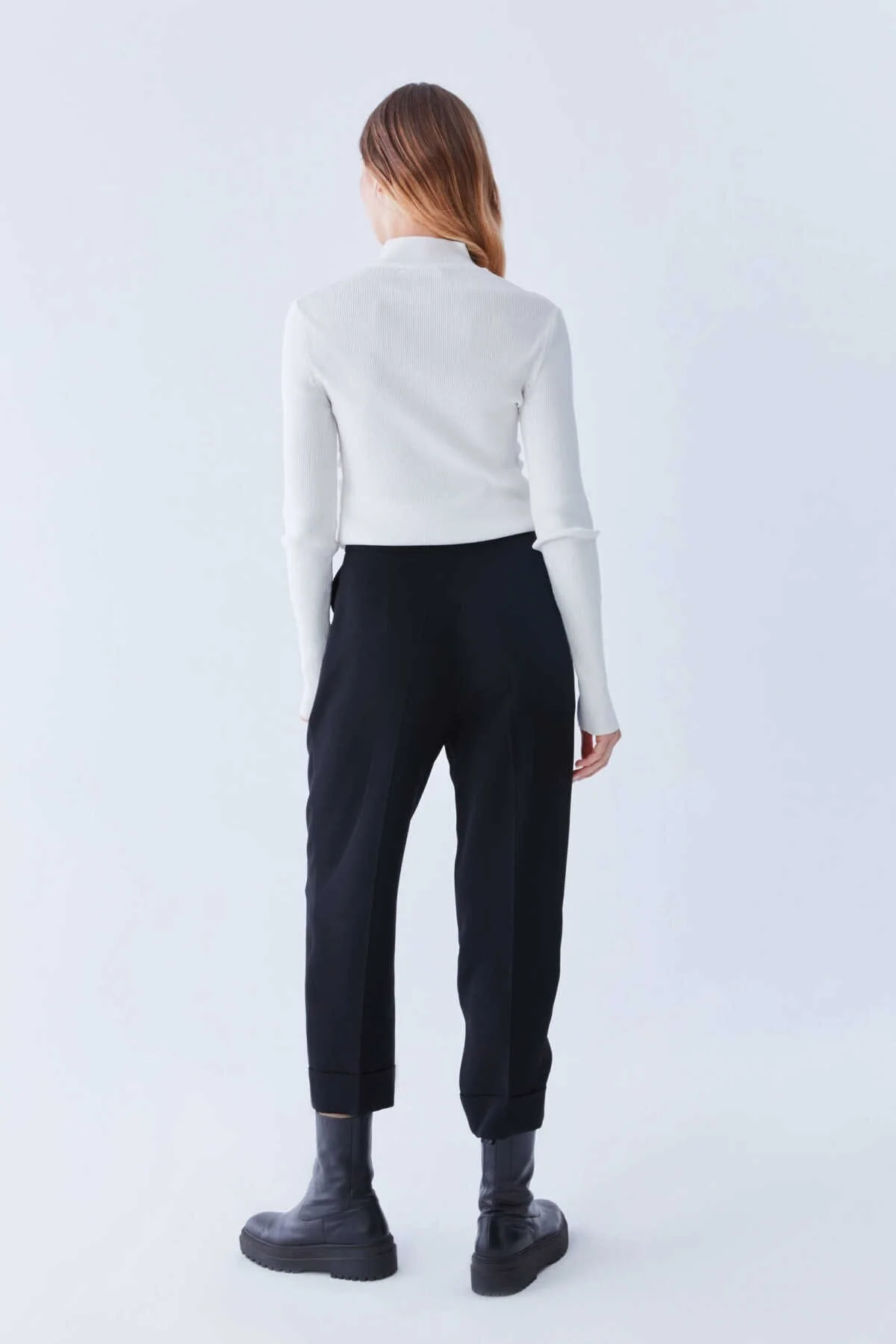  Kısa Ve Duble Paça Kadın Pantolon Siyah - 2