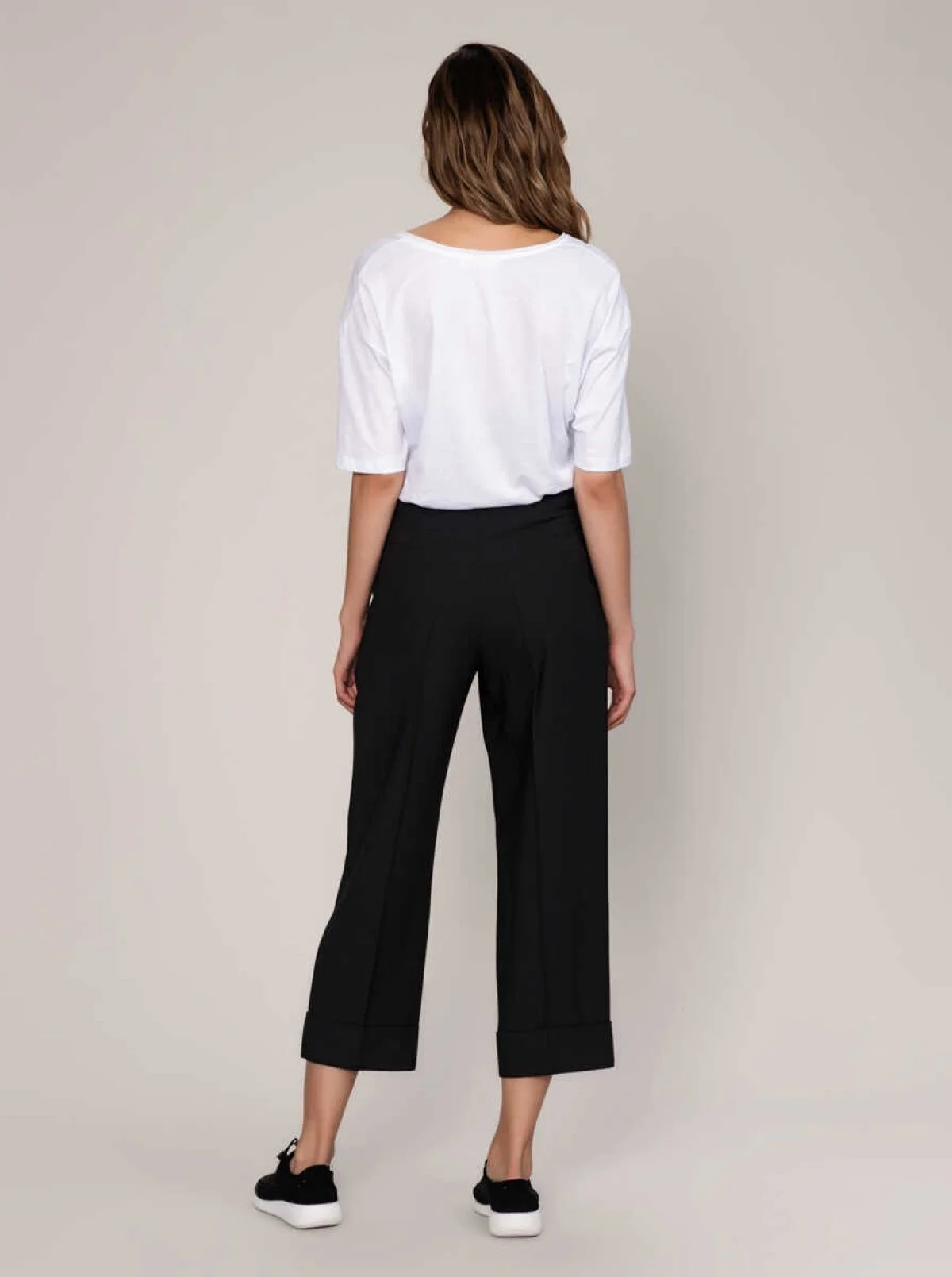  Kısa Ve Geniş Paça Pantolon Siyah - 2