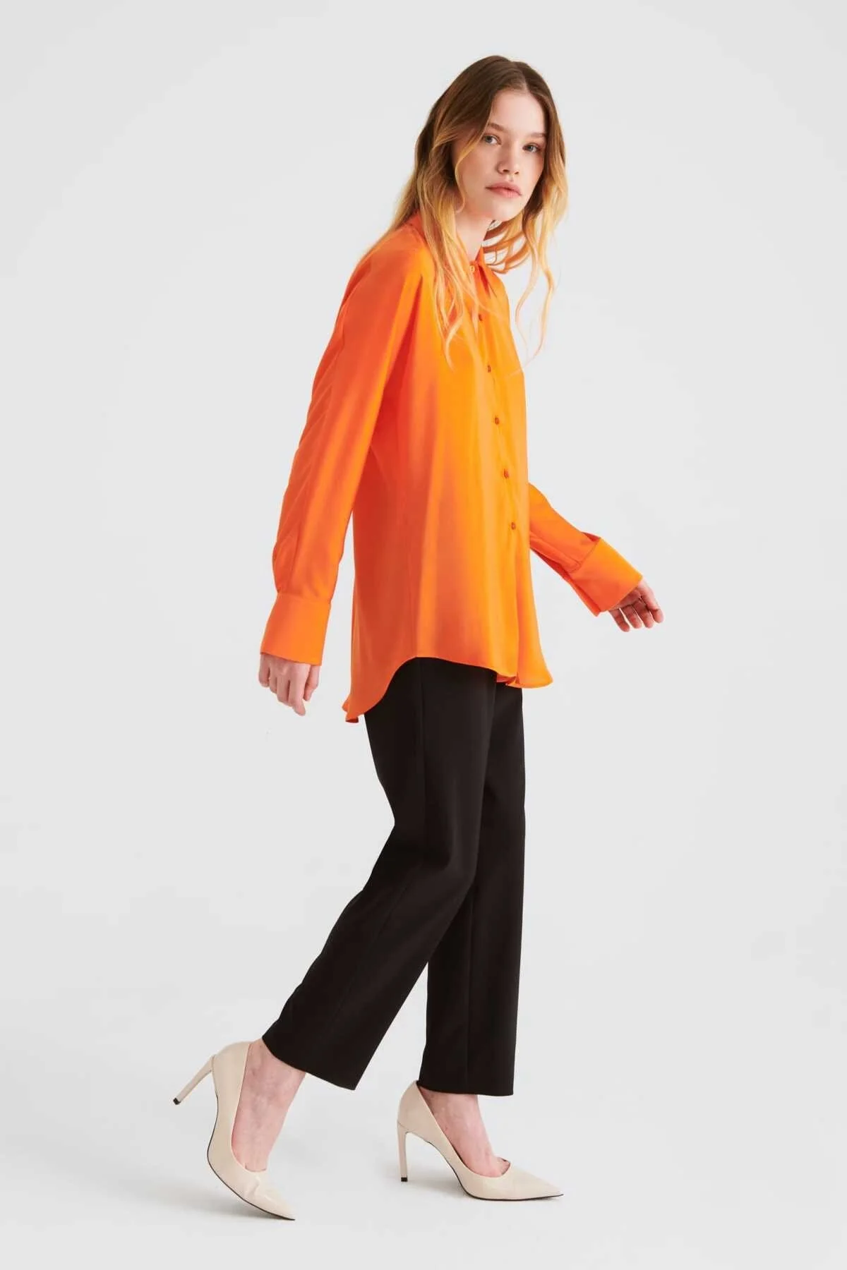 Klasik Kadın Gömlek Oranj - 1