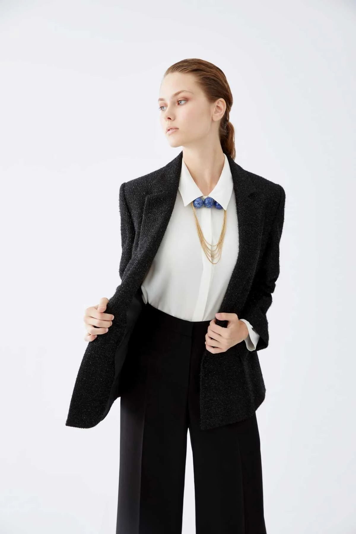  Klasik Simli Kadın Ceket Siyah - 1