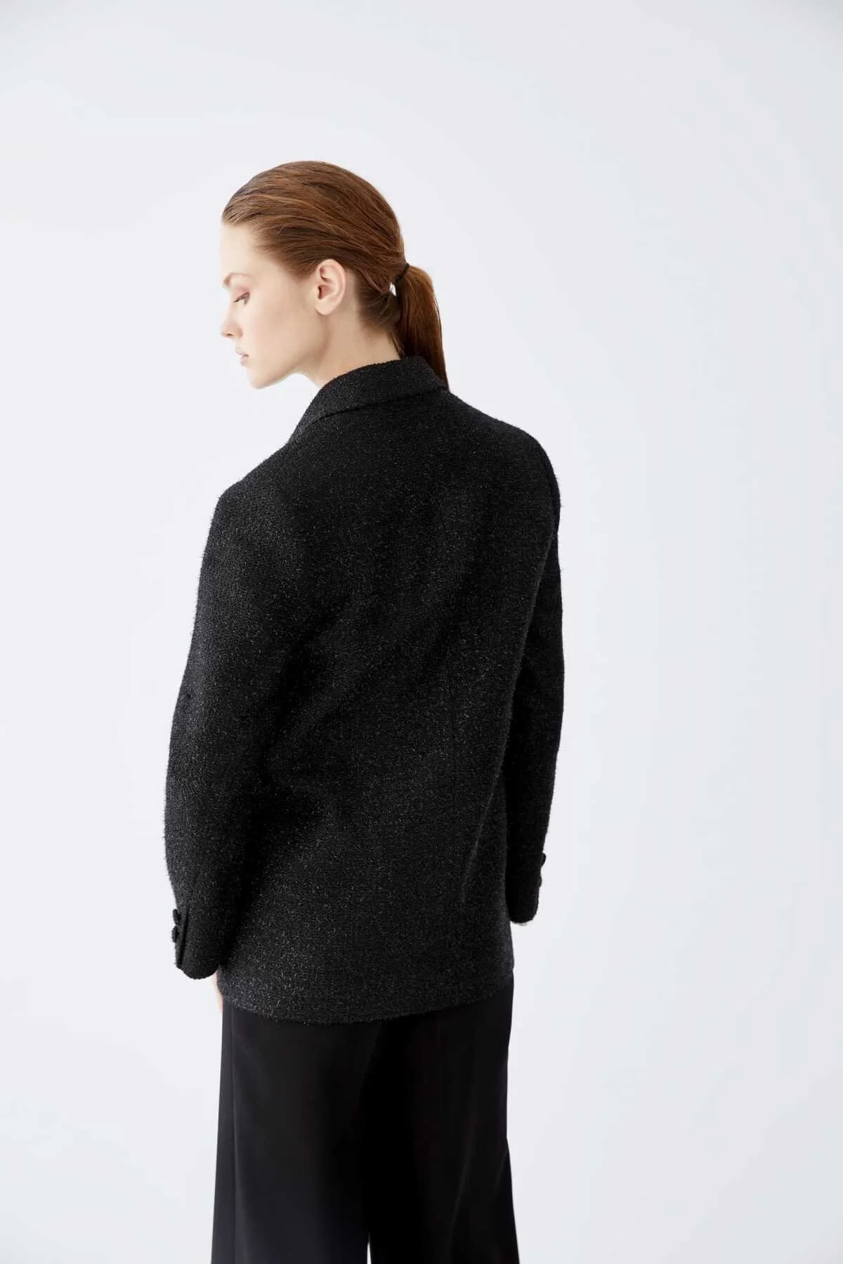  Klasik Simli Kadın Ceket Siyah - 2