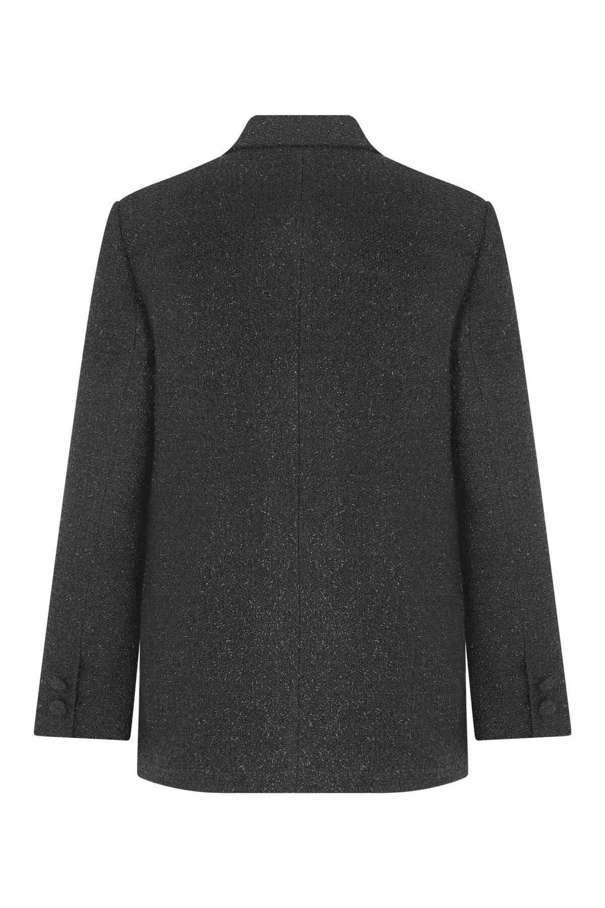  Klasik Simli Kadın Ceket Siyah - 5