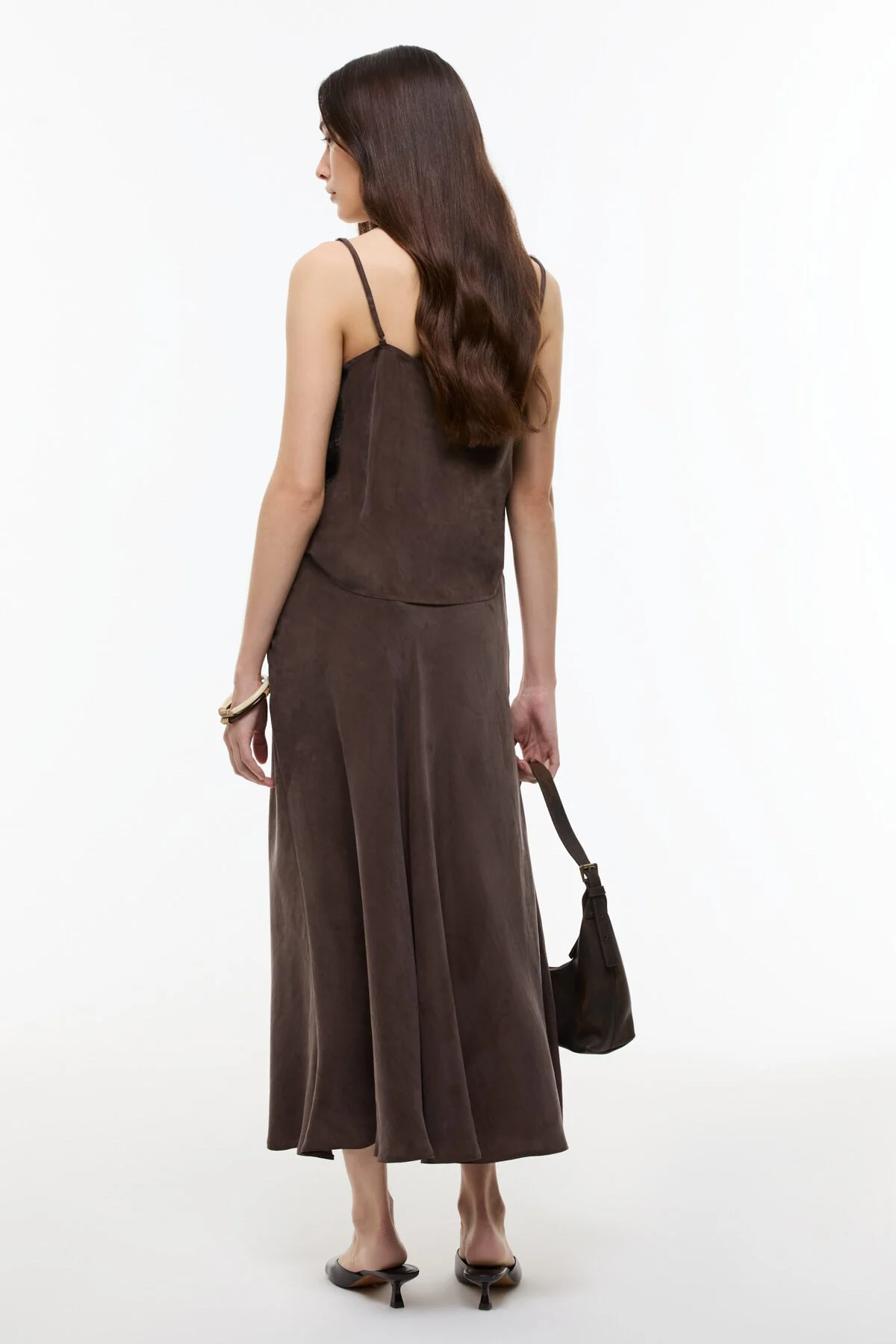 Kloş Midi Etek Kahve - 2