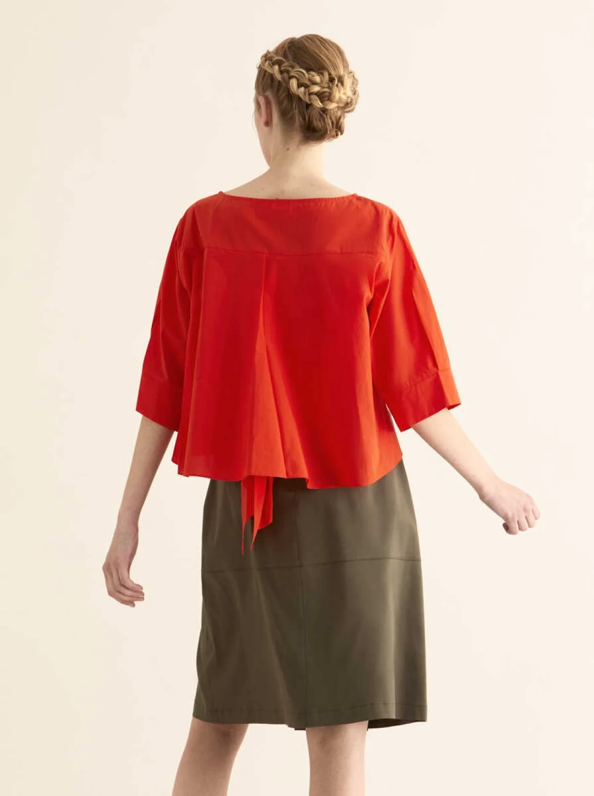 Kol Detaylı Kadın Bluz Oranj - 2