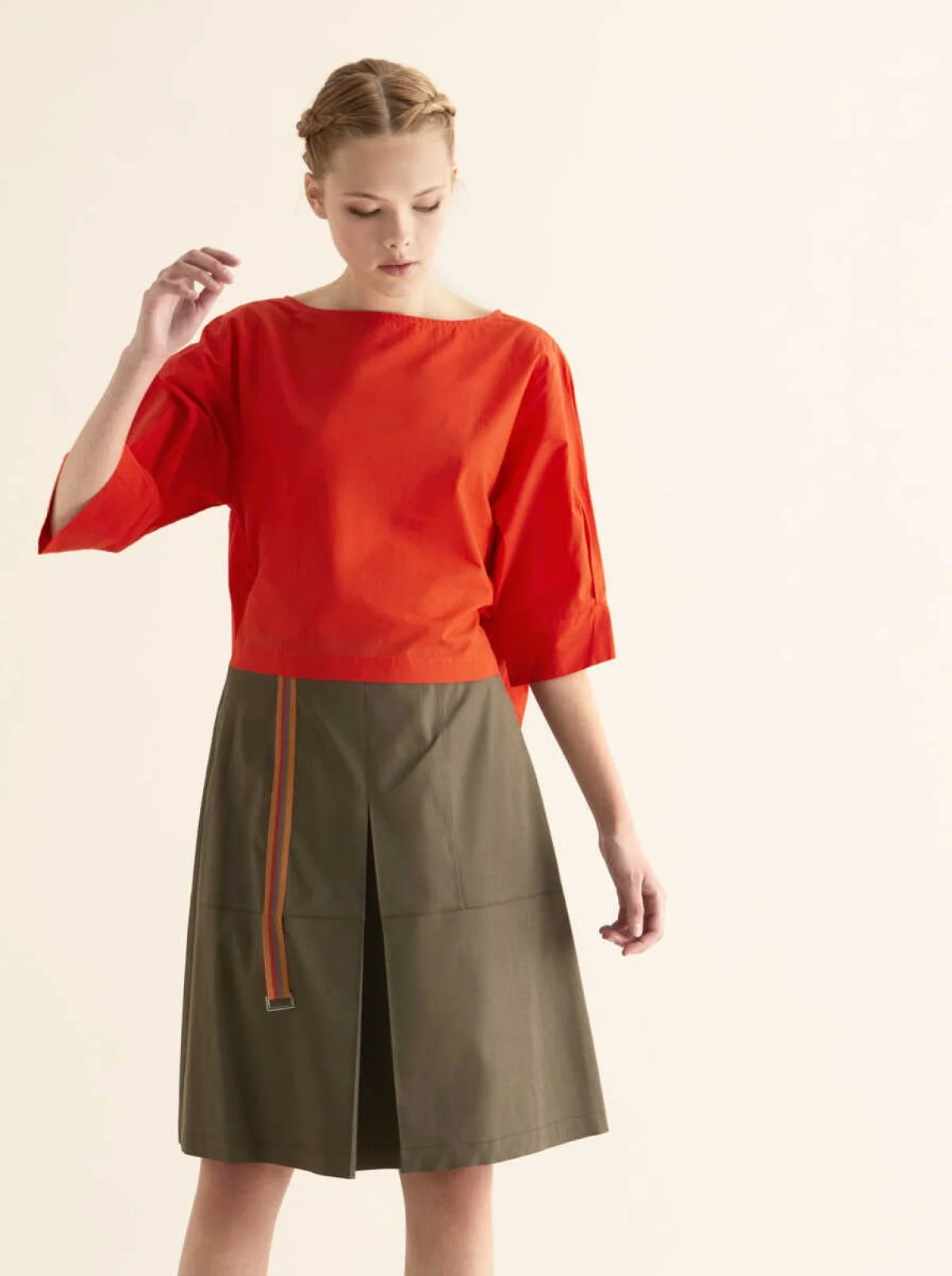 Kol Detaylı Kadın Bluz Oranj - 1