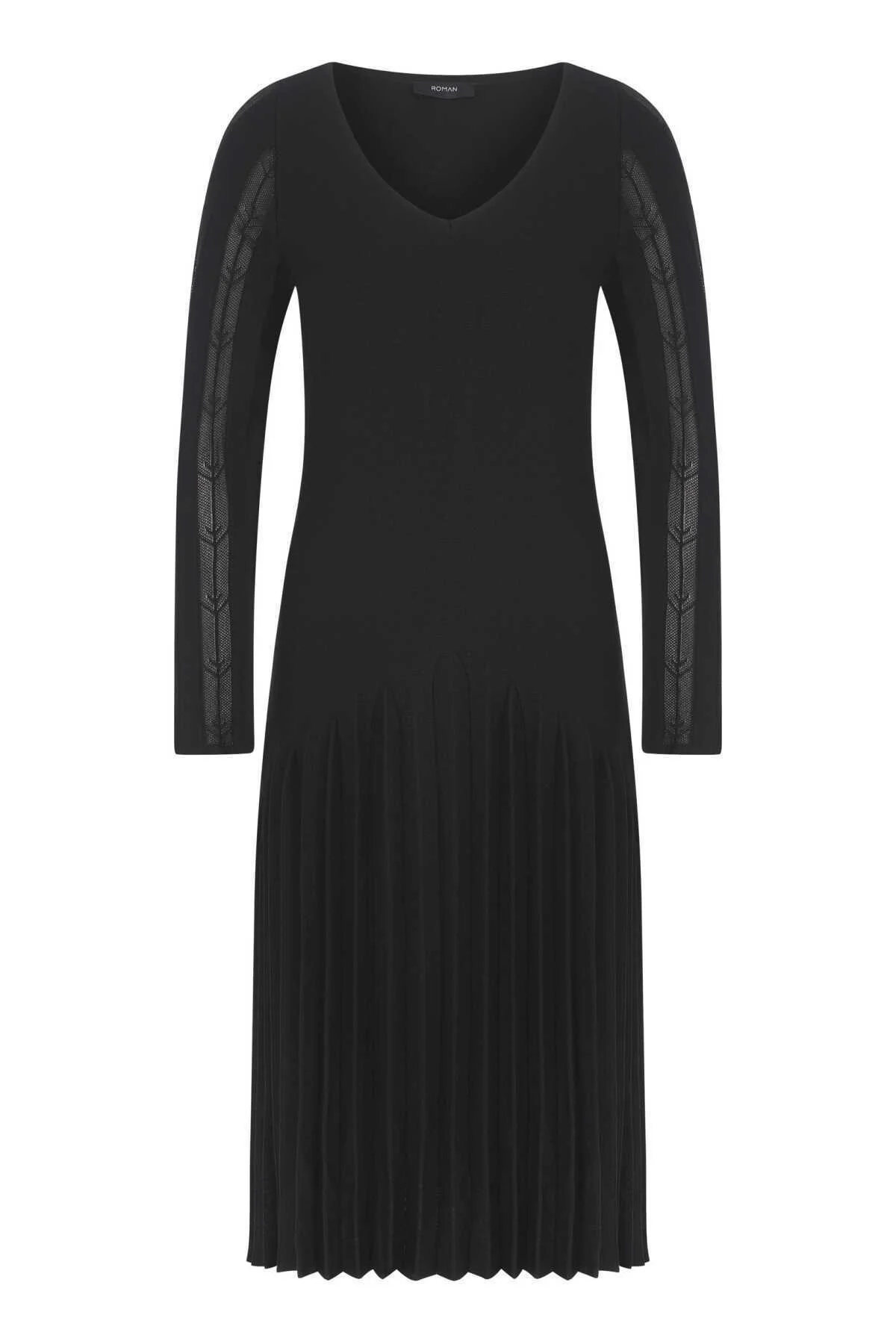  Kol Detaylı Triko Elbise Siyah - 4