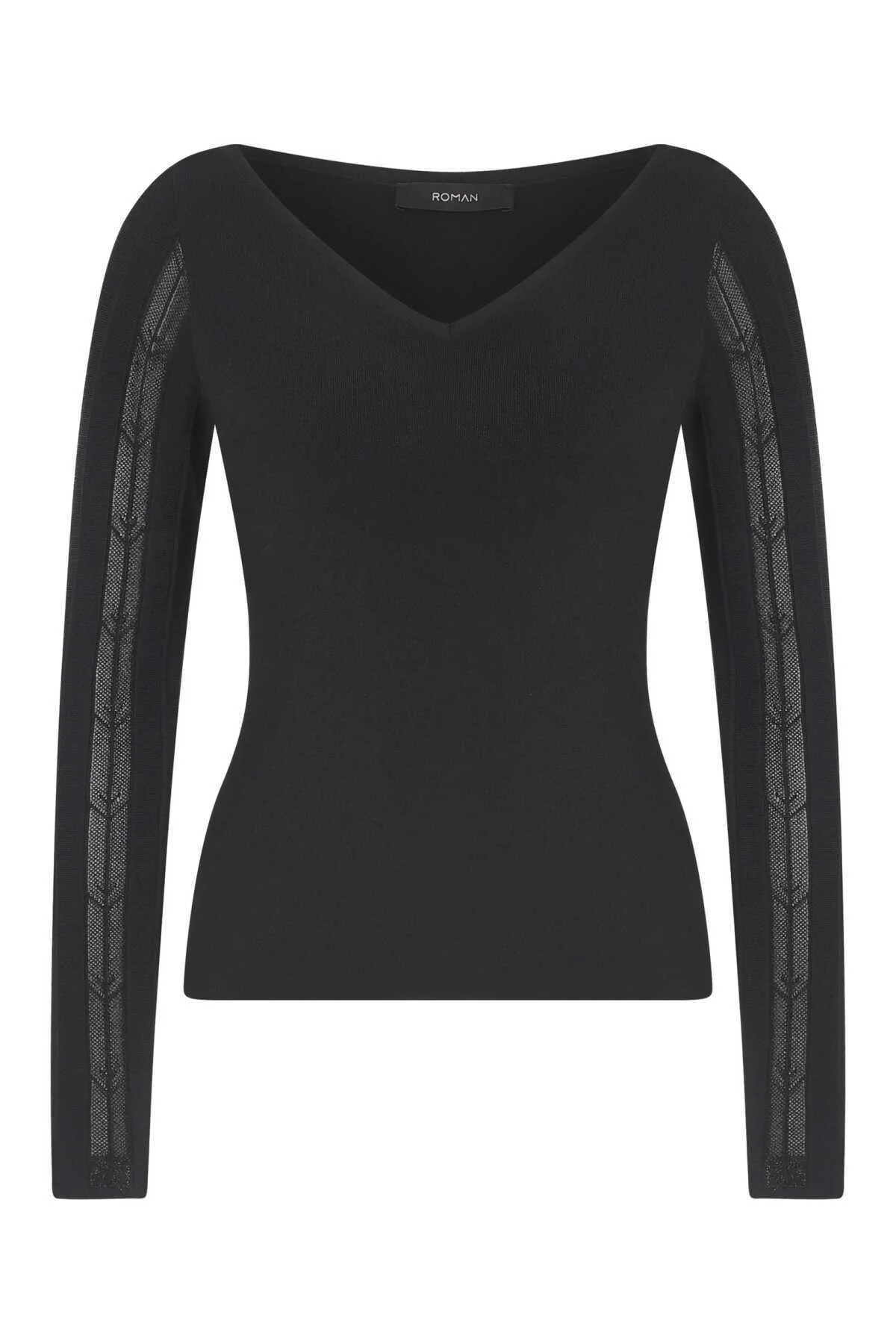  Kol Detaylı Triko Siyah - 4