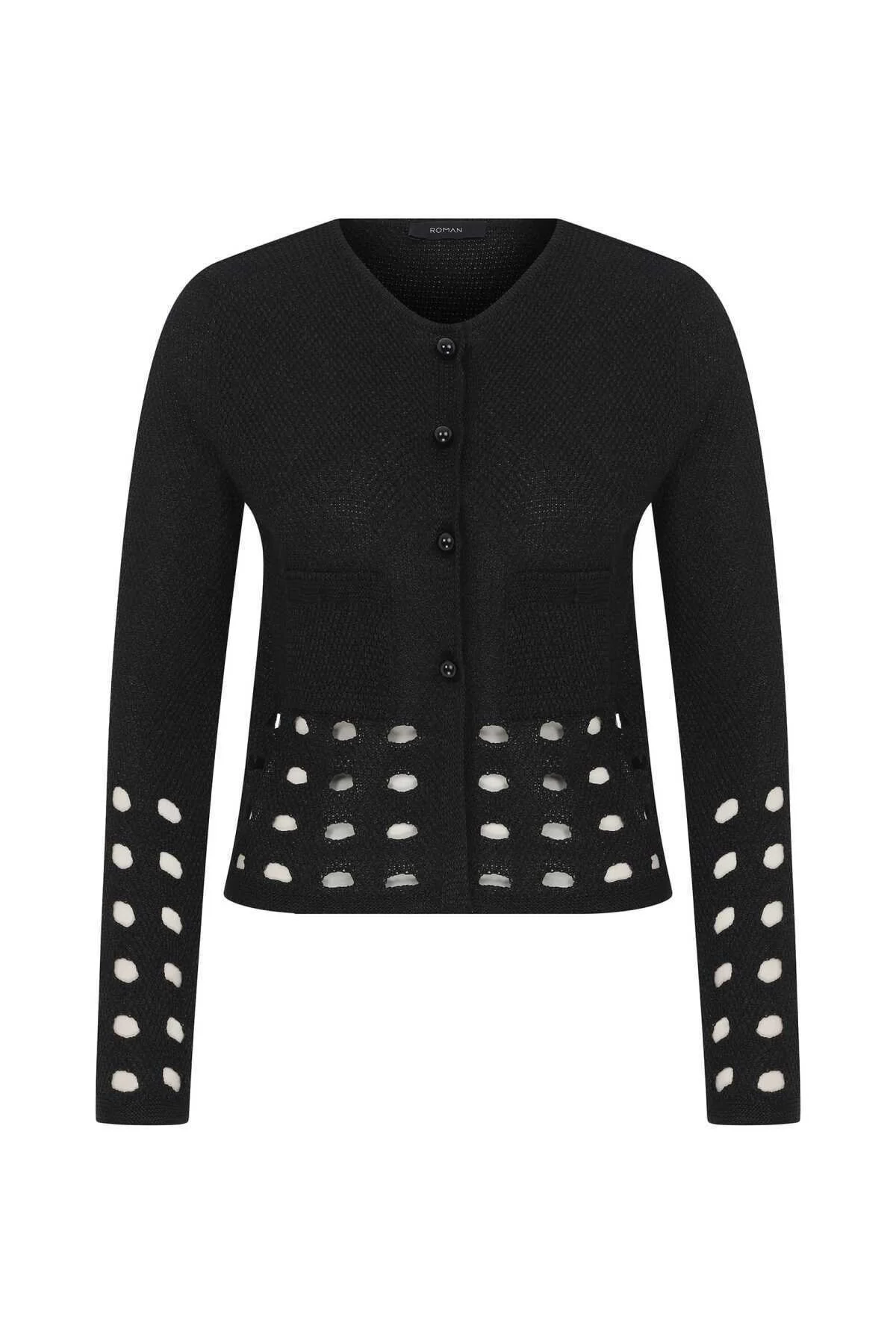 Kol Ve Bel Detaylı Kadın Triko Siyah - 4