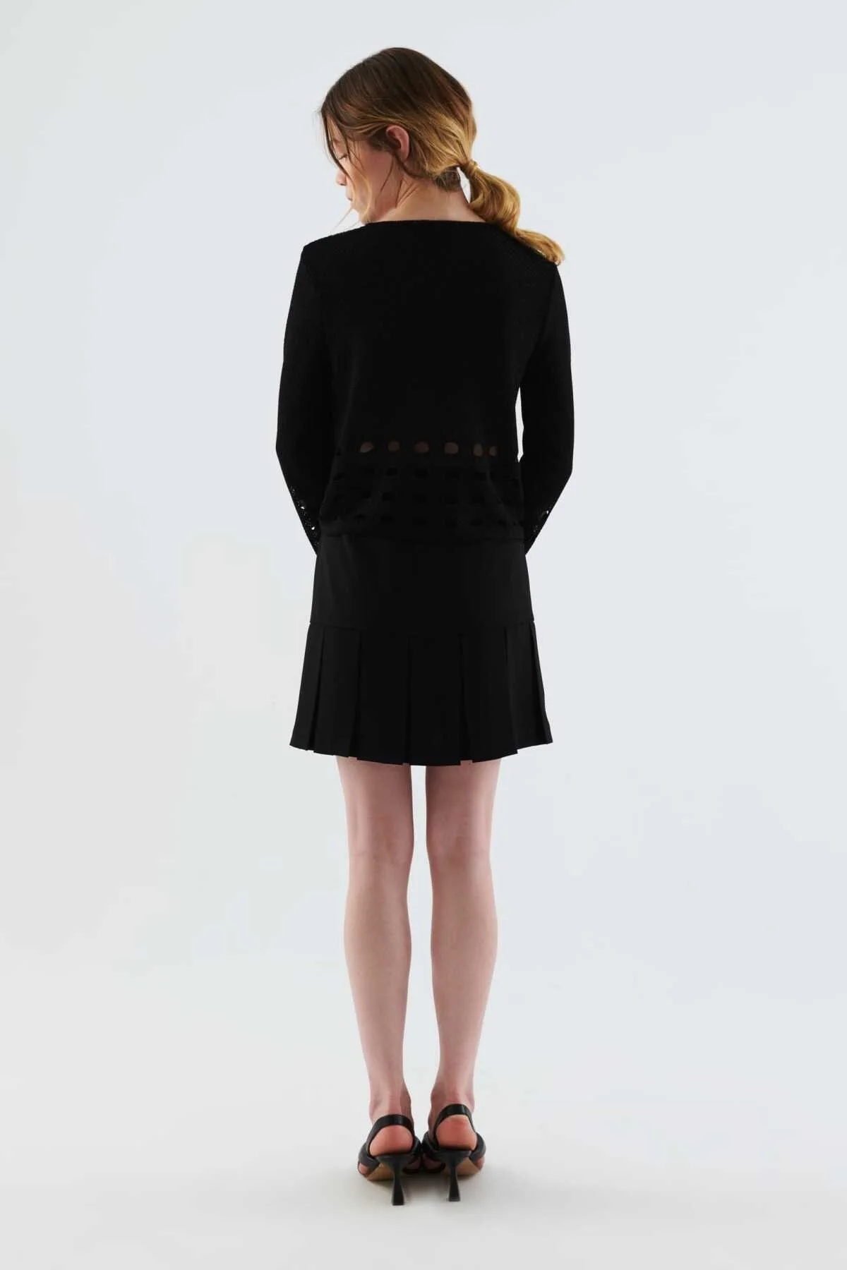 Kol Ve Bel Detaylı Kadın Triko Siyah - 2