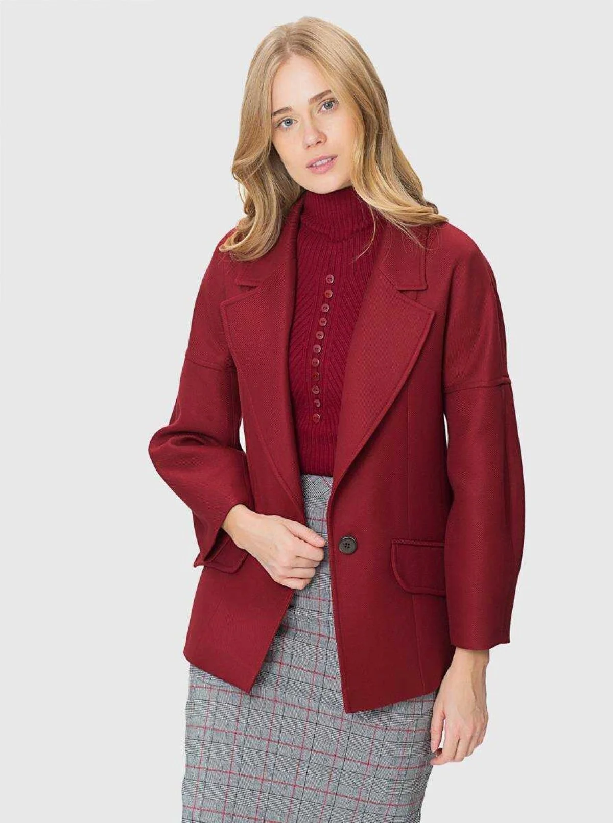  Kolları Geniş Cep Detaylı Kap Bordo - 1