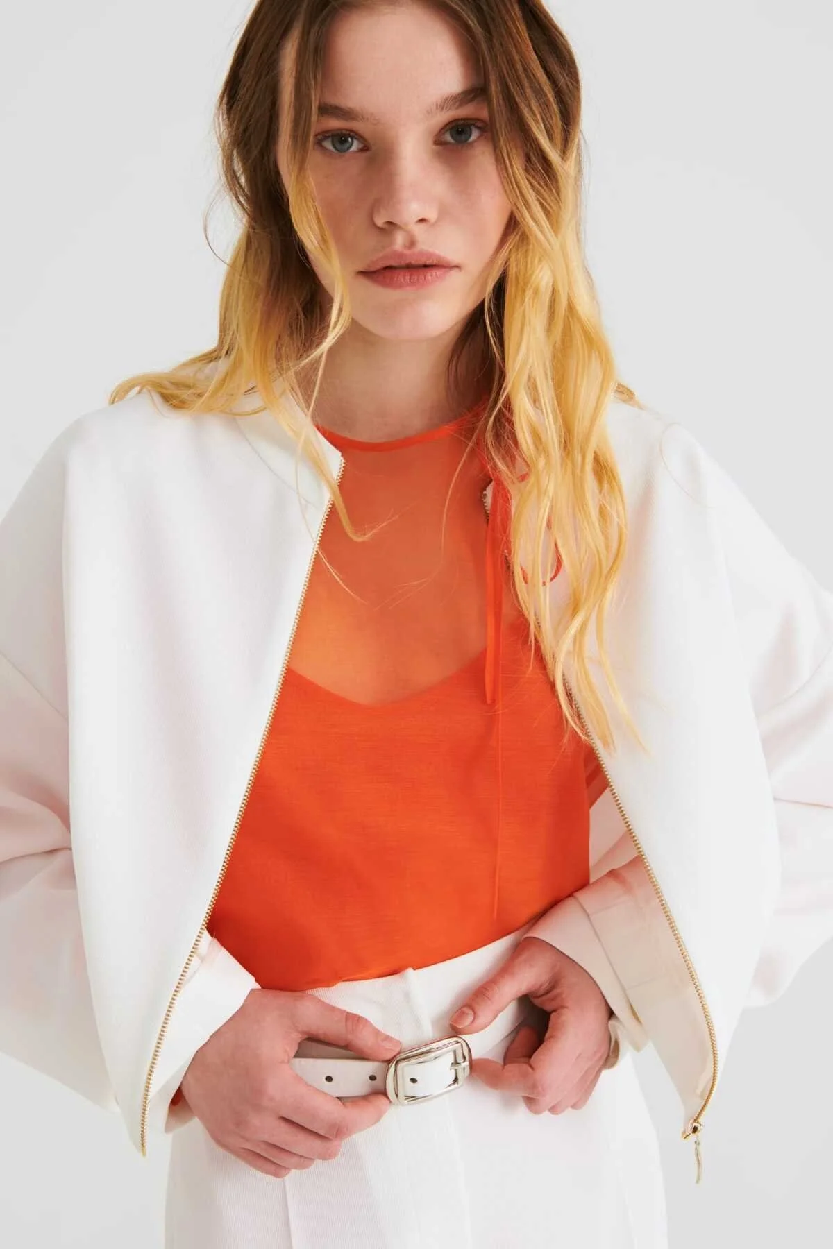 Kollu Kadın Ceket Beyaz - 3