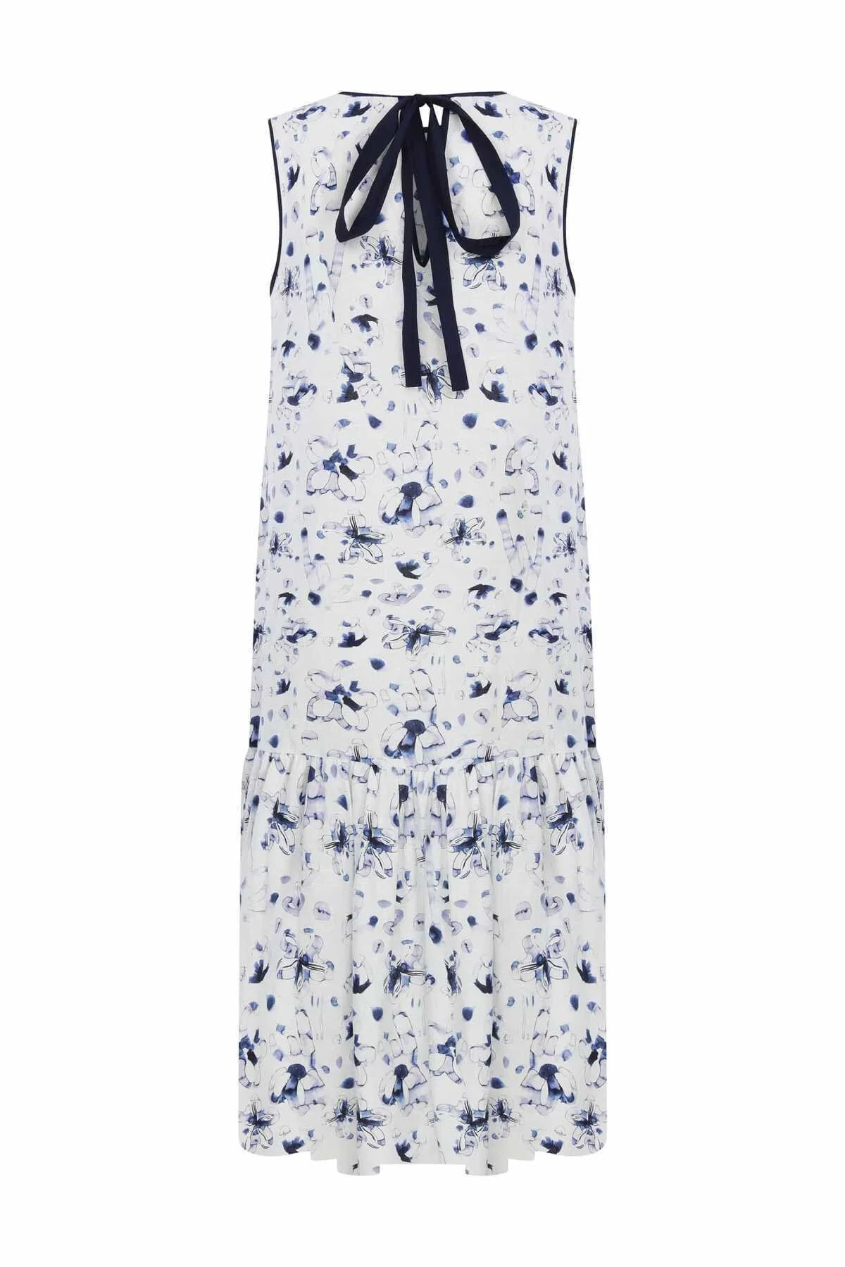 Kolsuz Desenli Midi Boy Elbise Standart Renk - 5