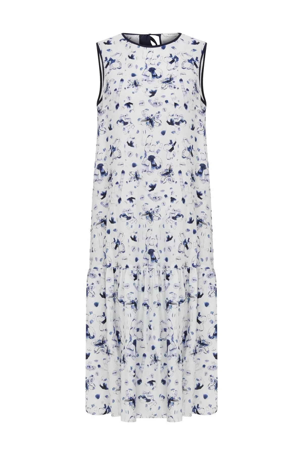 Kolsuz Desenli Midi Boy Elbise Standart Renk - 4