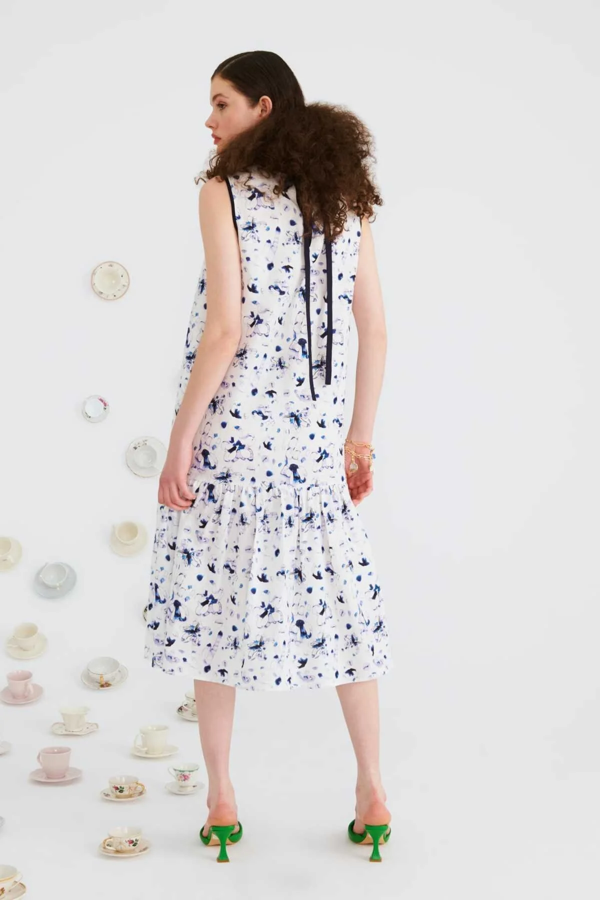 Kolsuz Desenli Midi Boy Elbise Standart Renk - 2