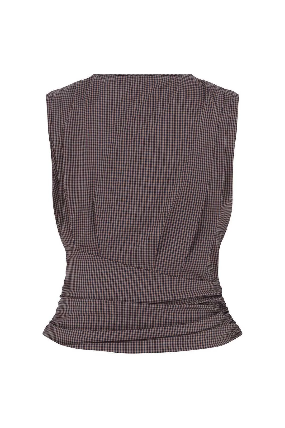 Kolsuz Kruvaze Bluz Siyah-Beyaz - 5