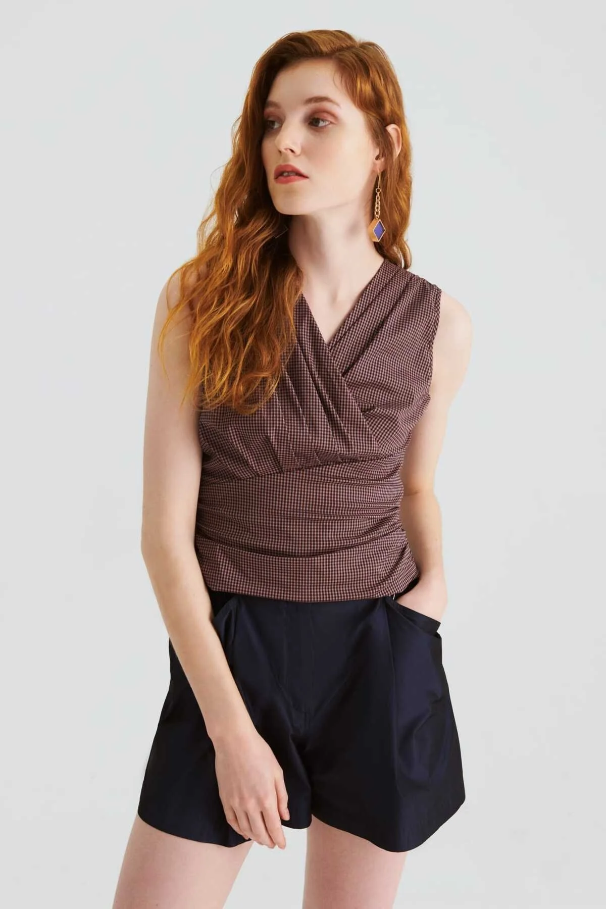 Kolsuz Kruvaze Bluz Siyah-Beyaz - 1