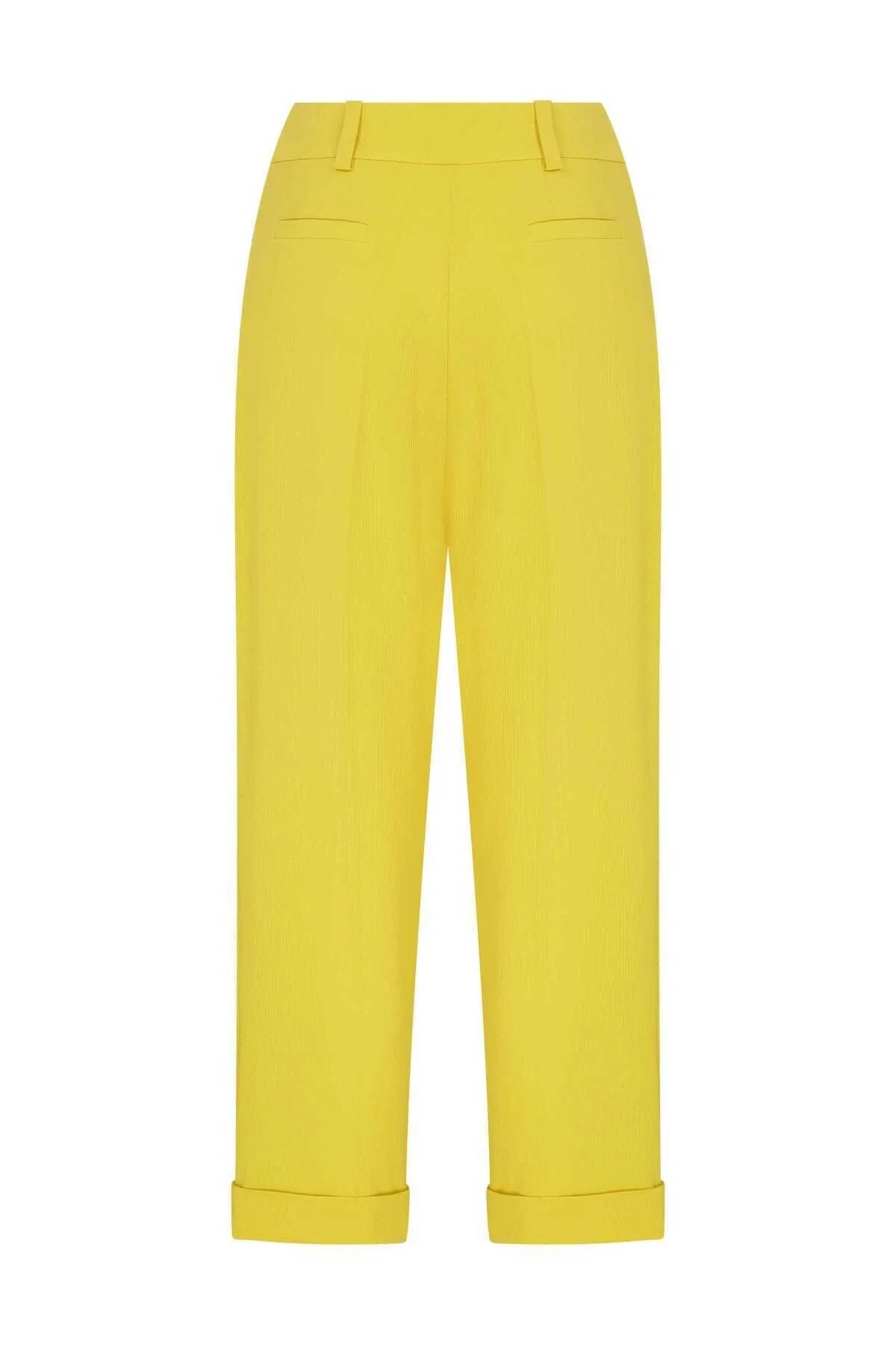  Krep Havuç Pantolon Sarı - 4