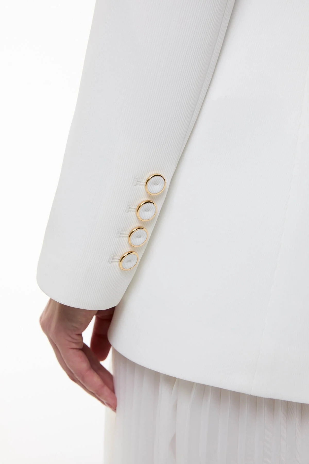 Kruvaze Blazer Ceket Beyaz - 4