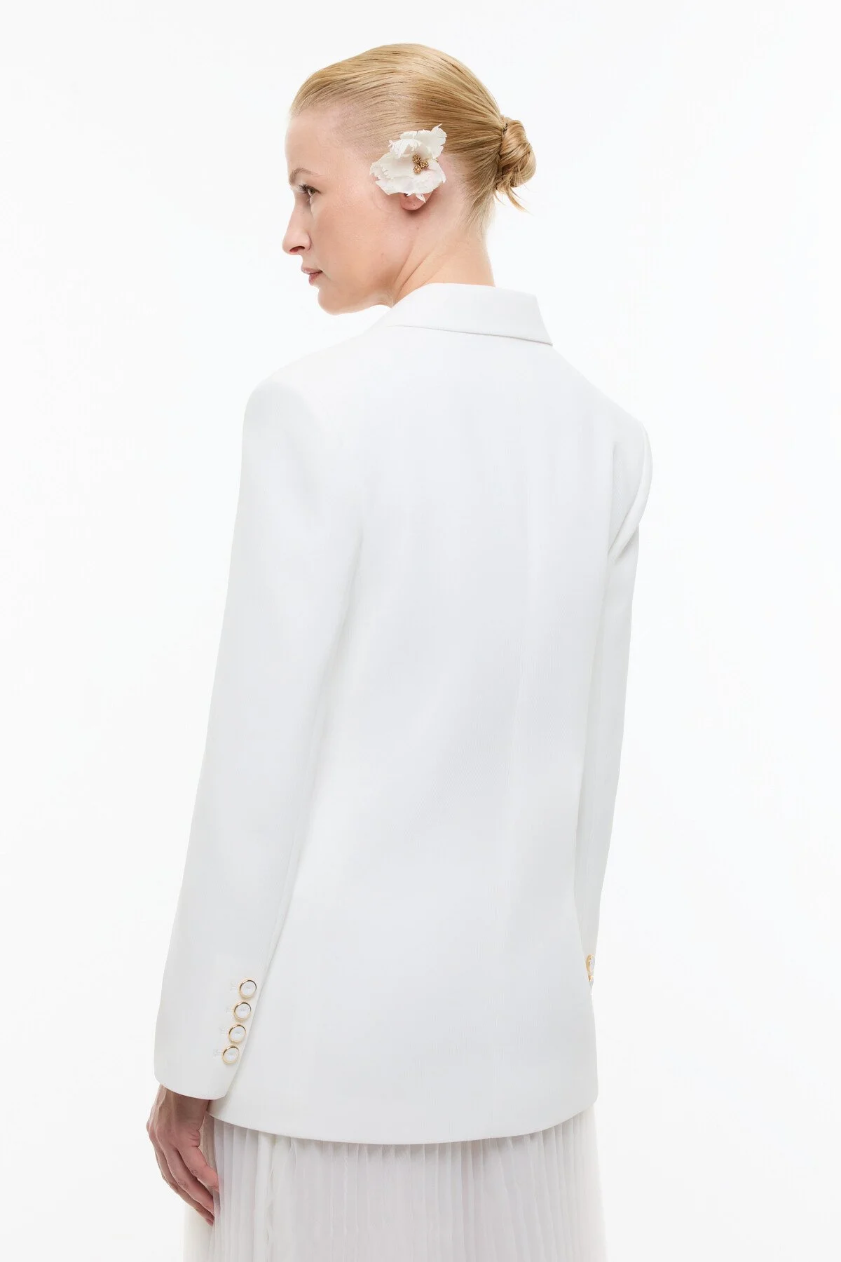 Kruvaze Blazer Ceket Beyaz - 2