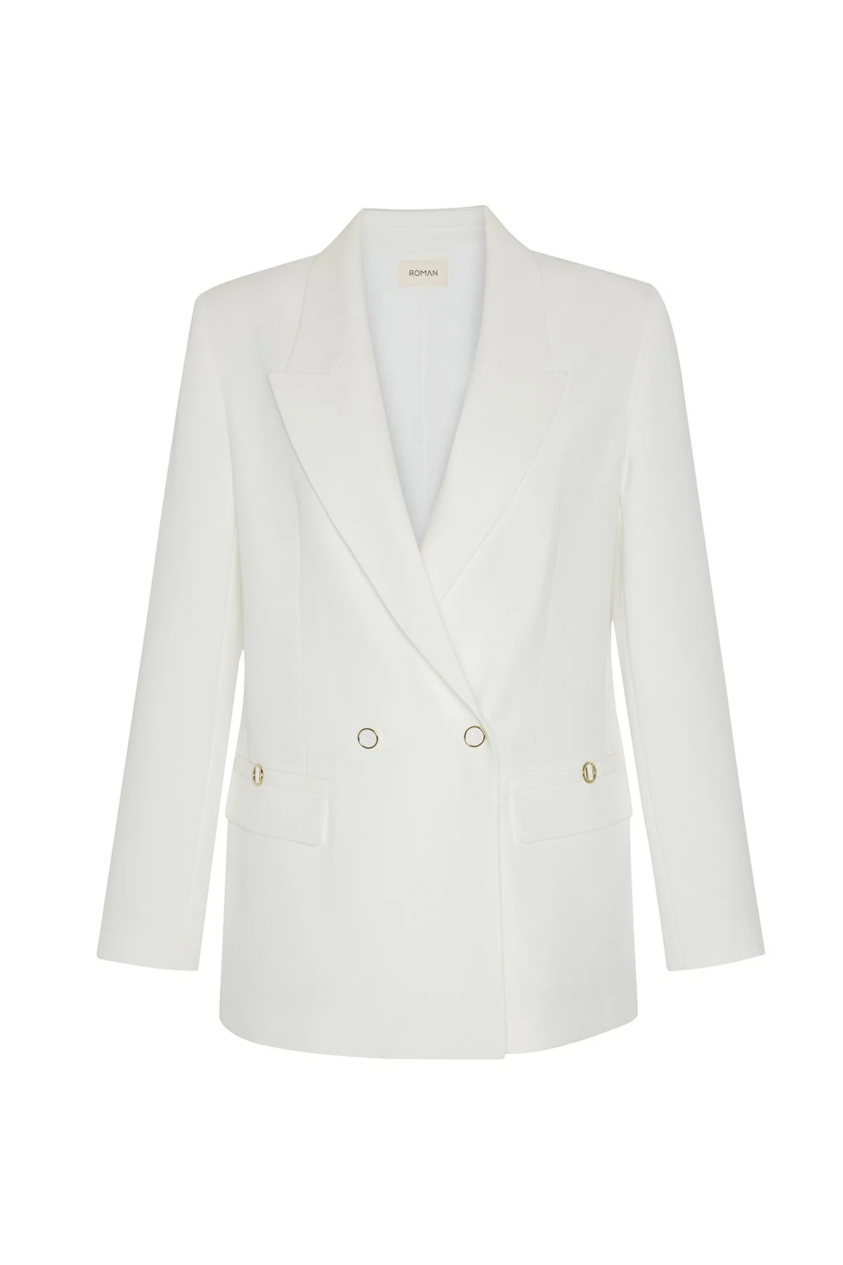 Kruvaze Blazer Ceket Beyaz - 5