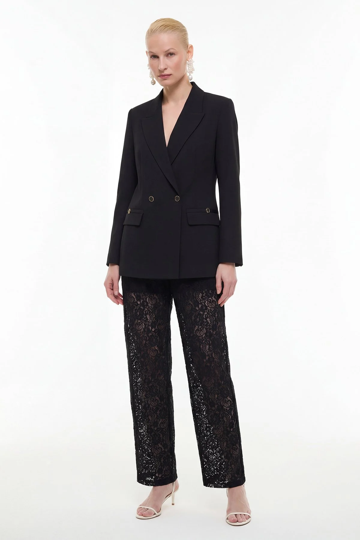 Kruvaze Blazer Ceket Siyah - 3