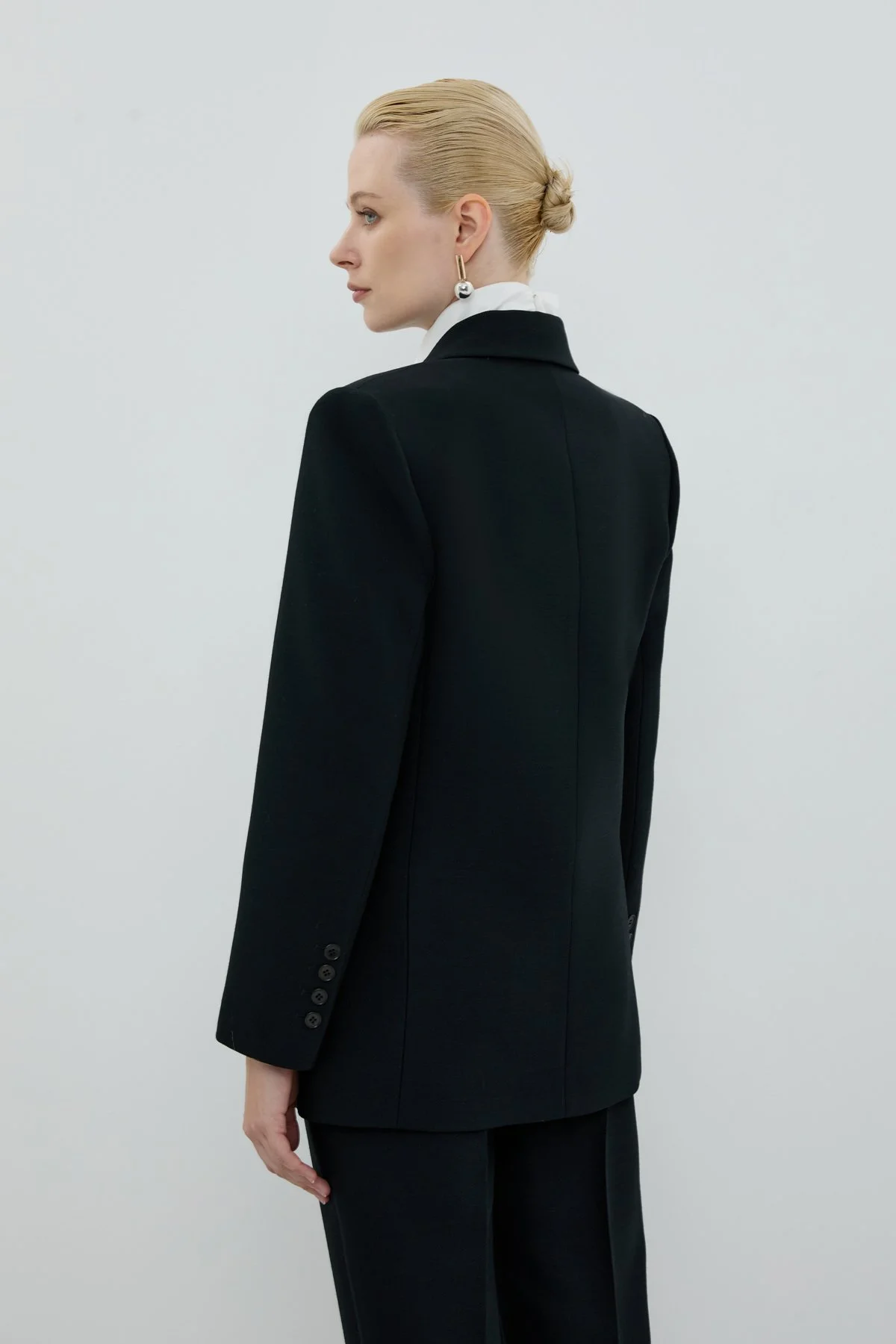 Kruvaze Yün Ceket Siyah - 2