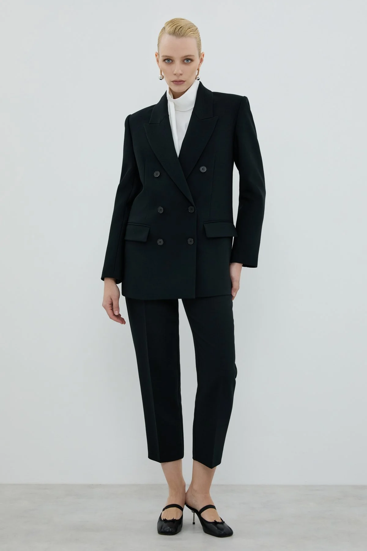 Kruvaze Yün Ceket Siyah - 3