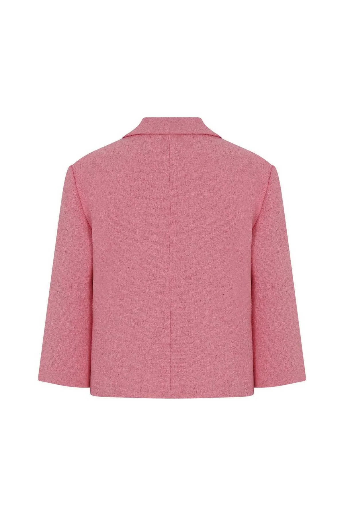 Kruvaze Düğmeli Kadın Ceket Pembe - 5