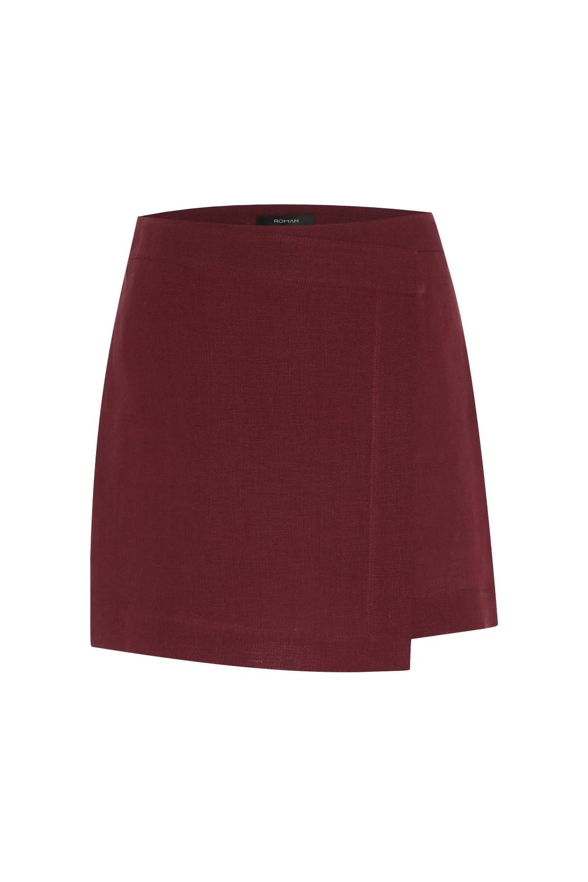 Kruvaze Görünümlü Şort Etek Bordo - 4