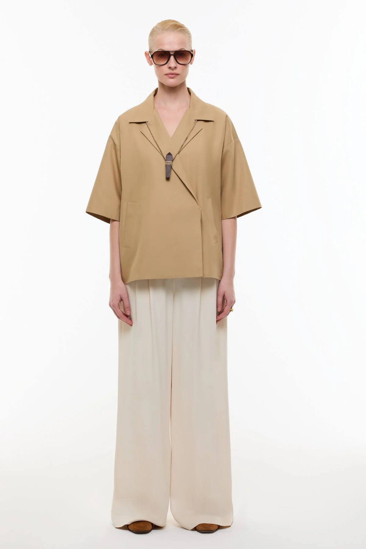 Kruvaze Kısa Kol Ceket Kahve - 1