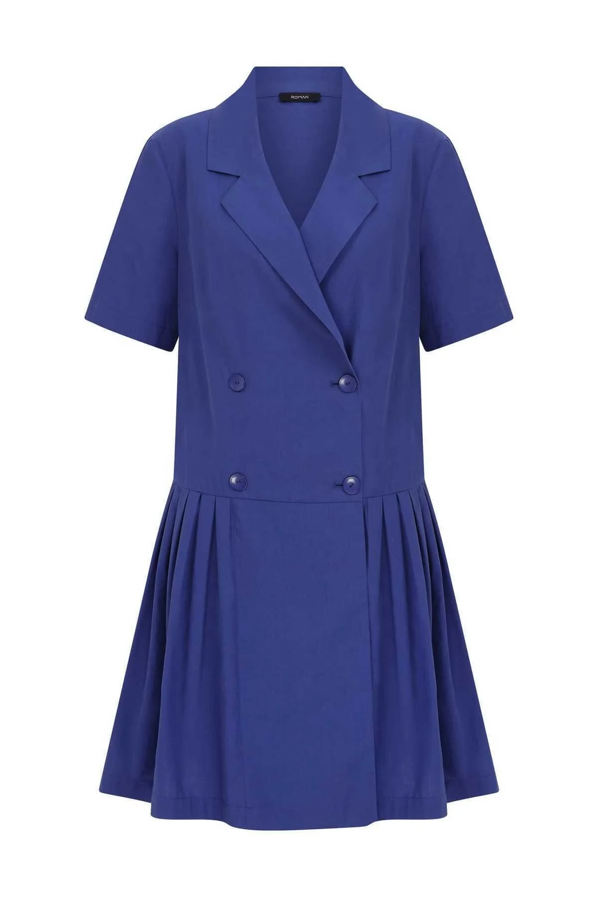 Kruvaze Yakalı Günlük Elbise Lacivert - 4