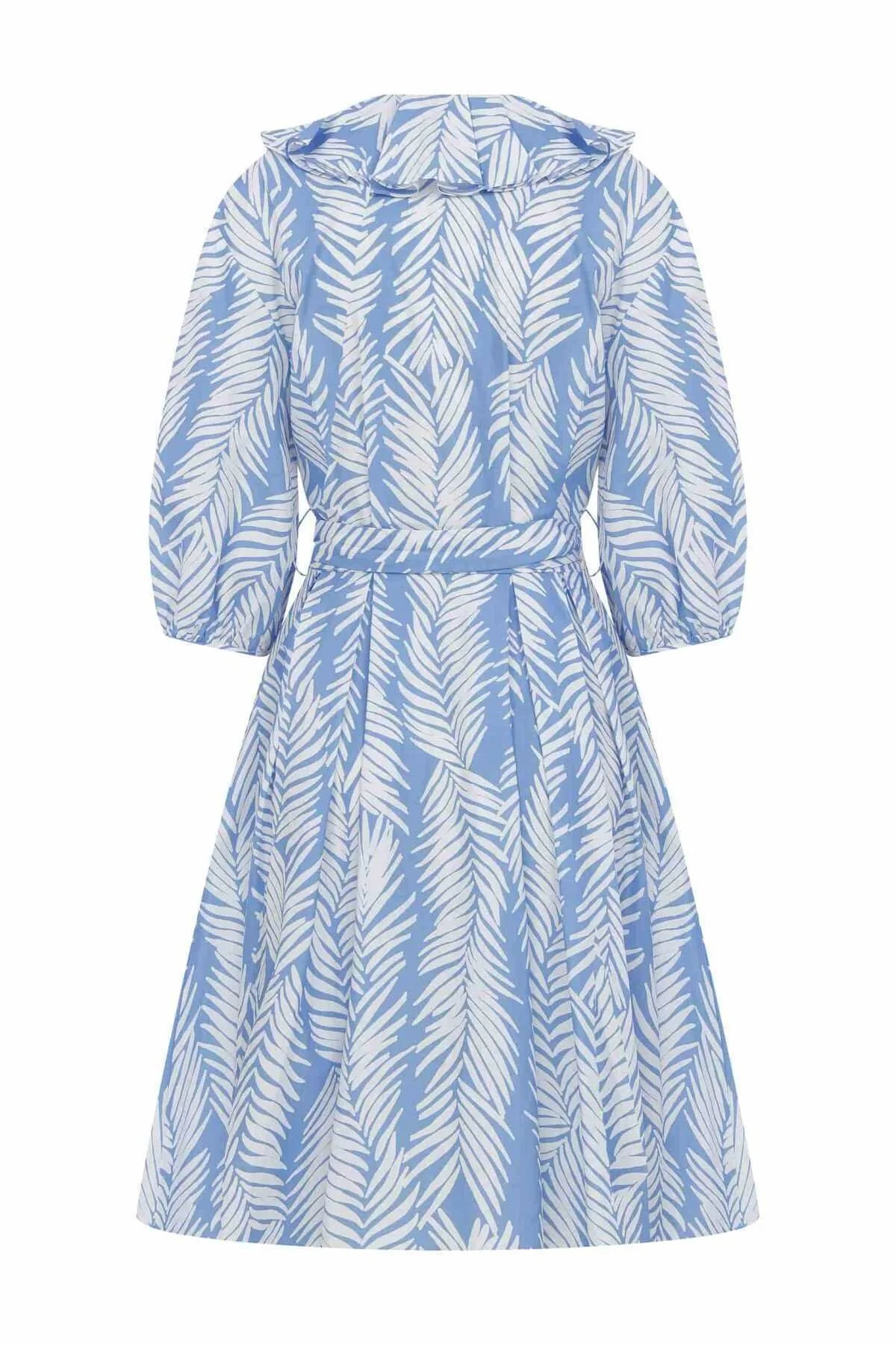 Kuşak Detaylı Desenli Midi Boy Elbise Standart Renk - 5