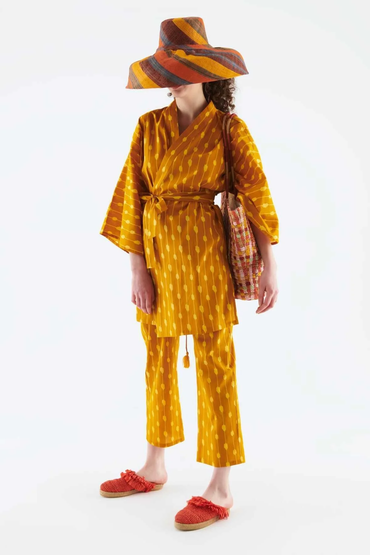 Kuşaklı Desenli Kimono Standart Renk - 3