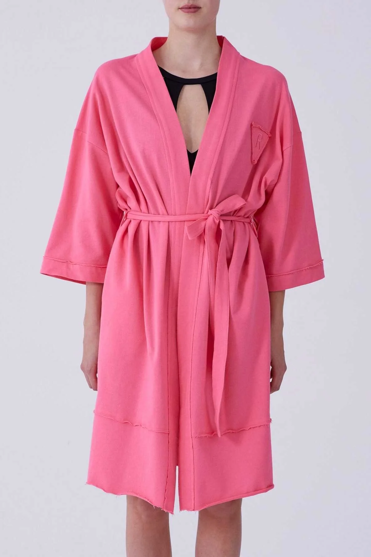 Kuşaklı Kadın Kimono Pembe - 1