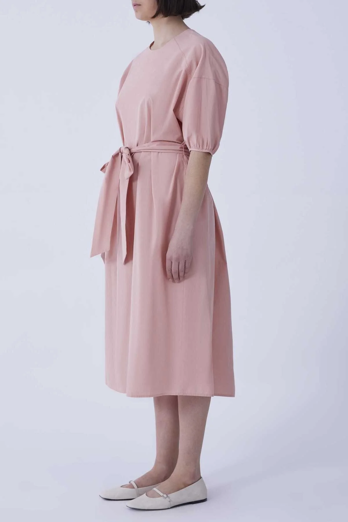 Kuşaklı Midi Elbise Pembe - 3