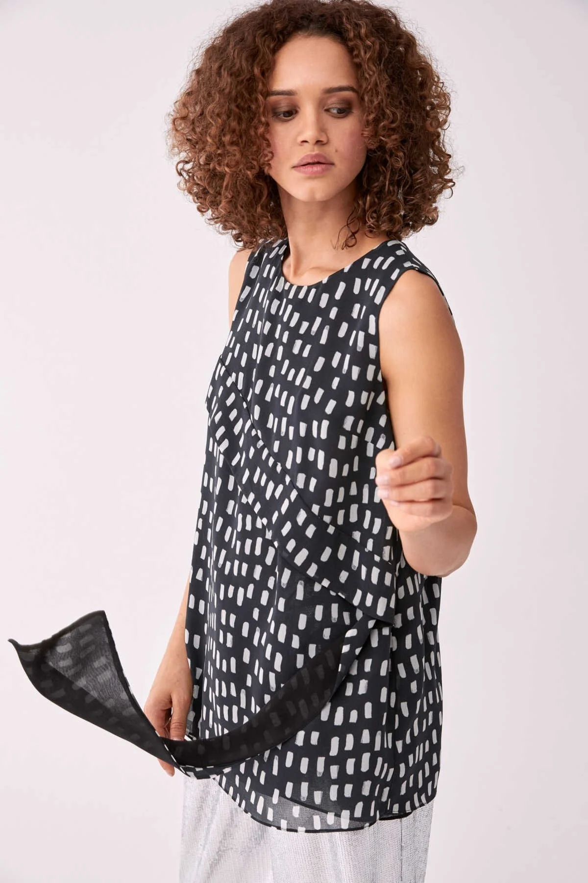 Kuşaklı Siyah Bluz Siyah-Beyaz - 3