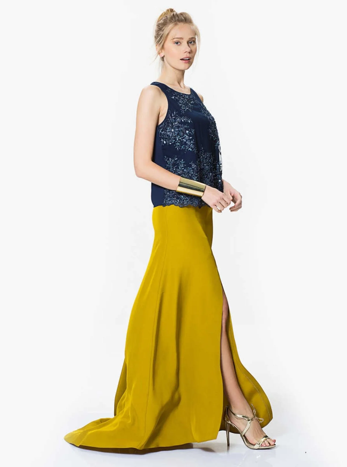 Kuyruk Detaylı Yırtmaçlı Açık Uzun Etek Olive - 3