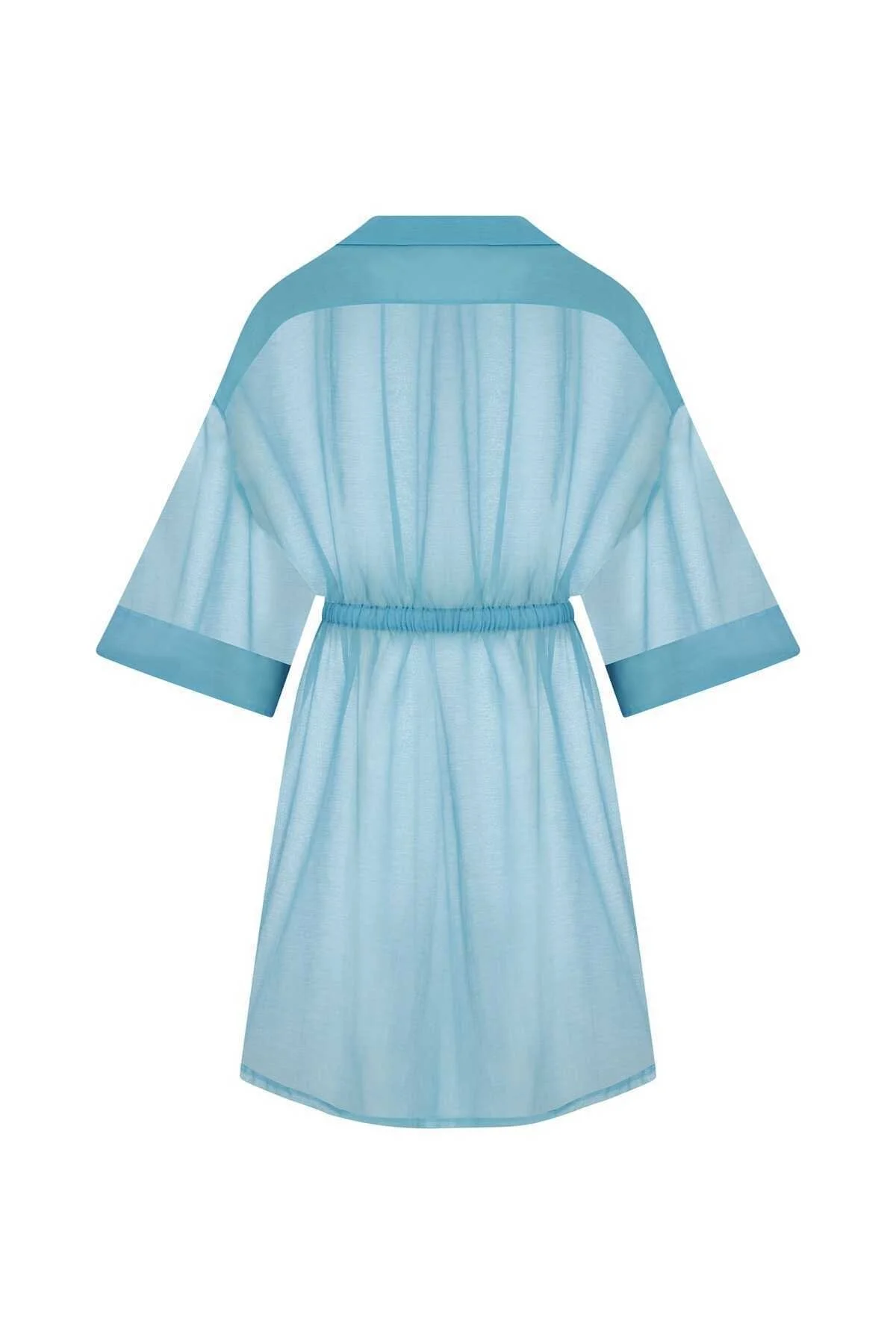 Lastikli Transparan Kadın Pardesü Turkuaz - 5