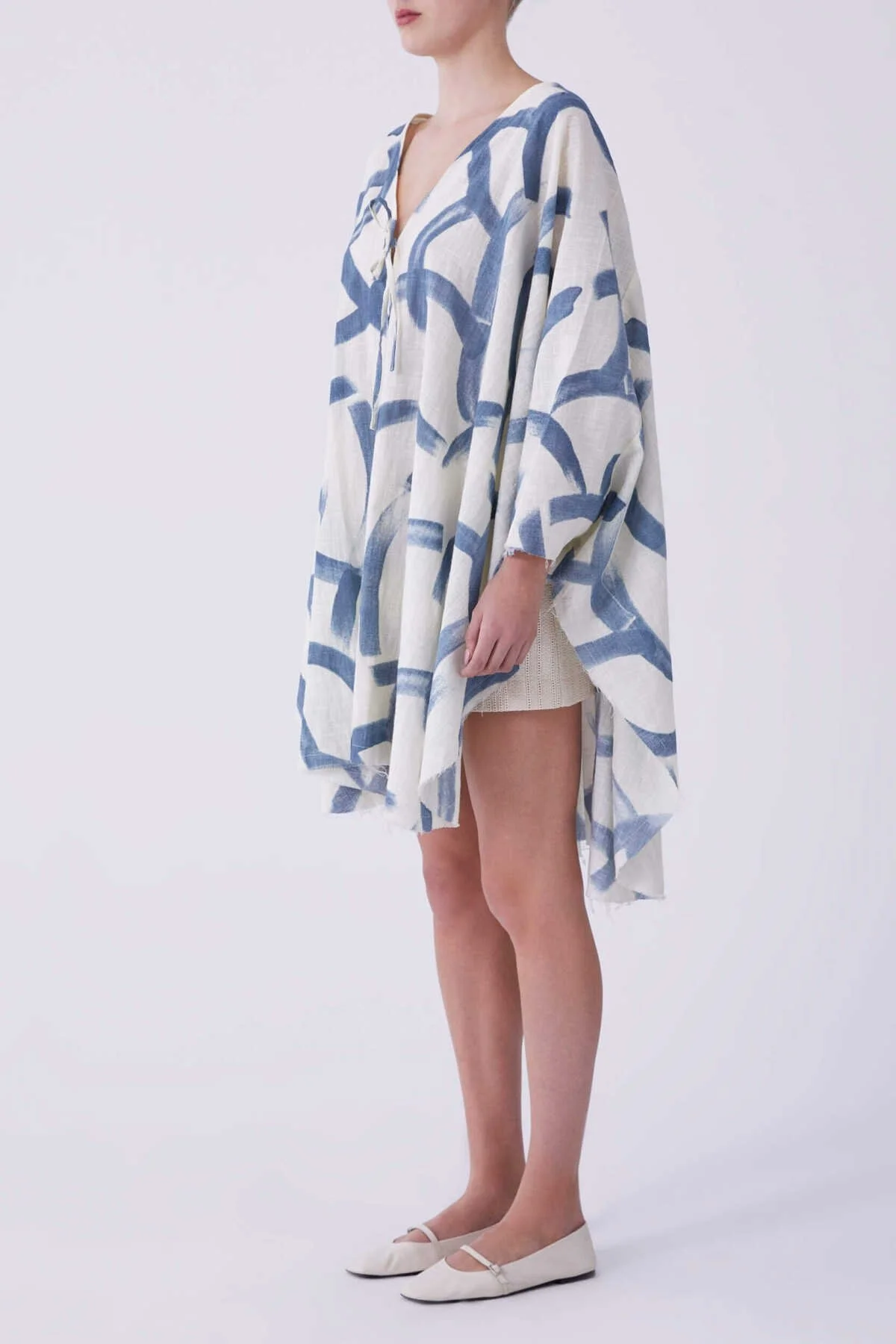 Mavi Yuvarlak Desenli Kimono Standart Renk - 3