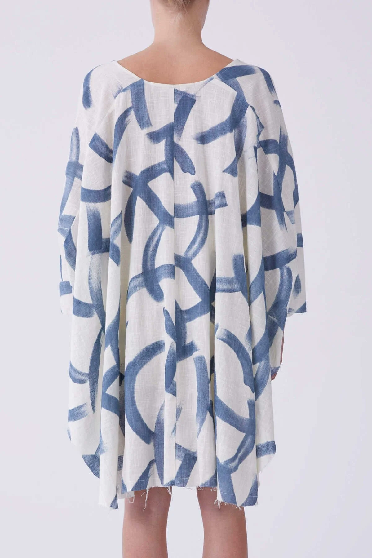 Mavi Yuvarlak Desenli Kimono Standart Renk - 2