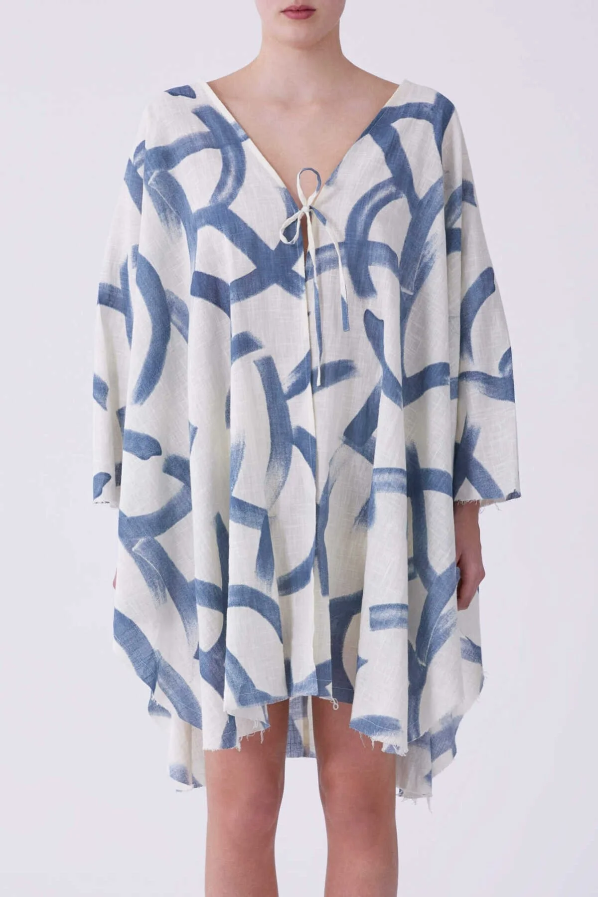 Mavi Yuvarlak Desenli Kimono Standart Renk - 1