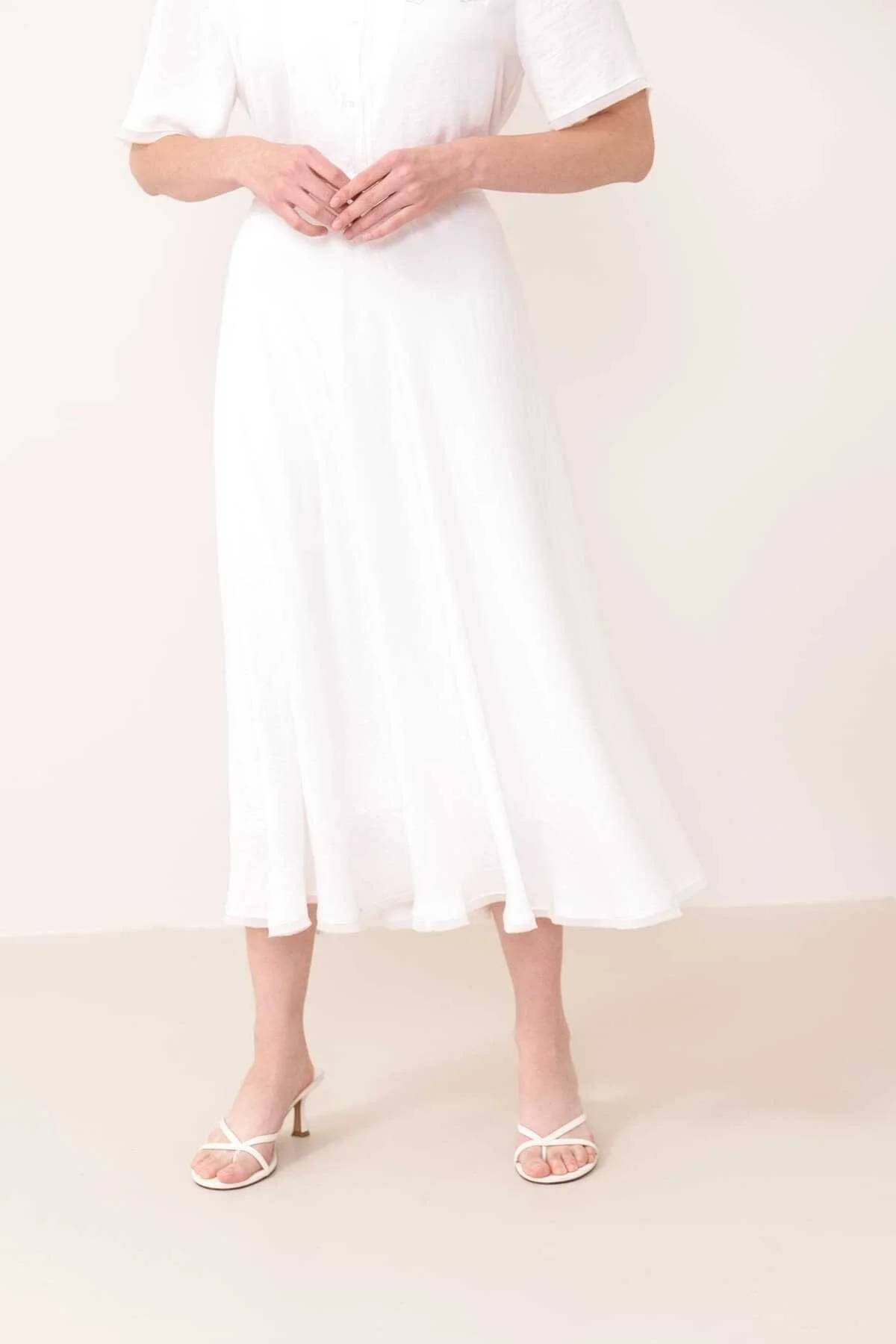 Midi Boy Saten Etek Ekru - 3