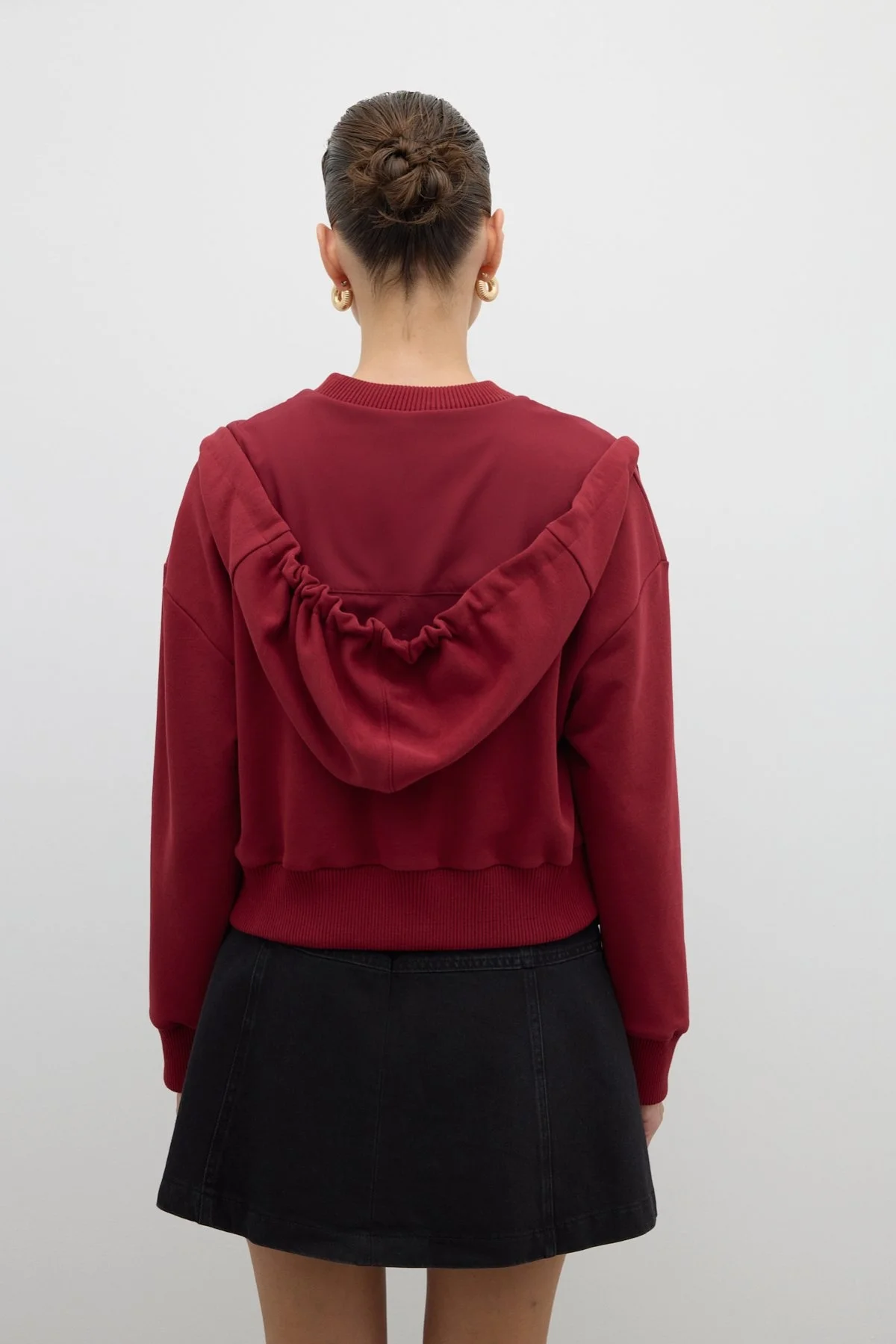 Nakış Detaylı Kapüşonlu Sweatshirt Bordo - 2